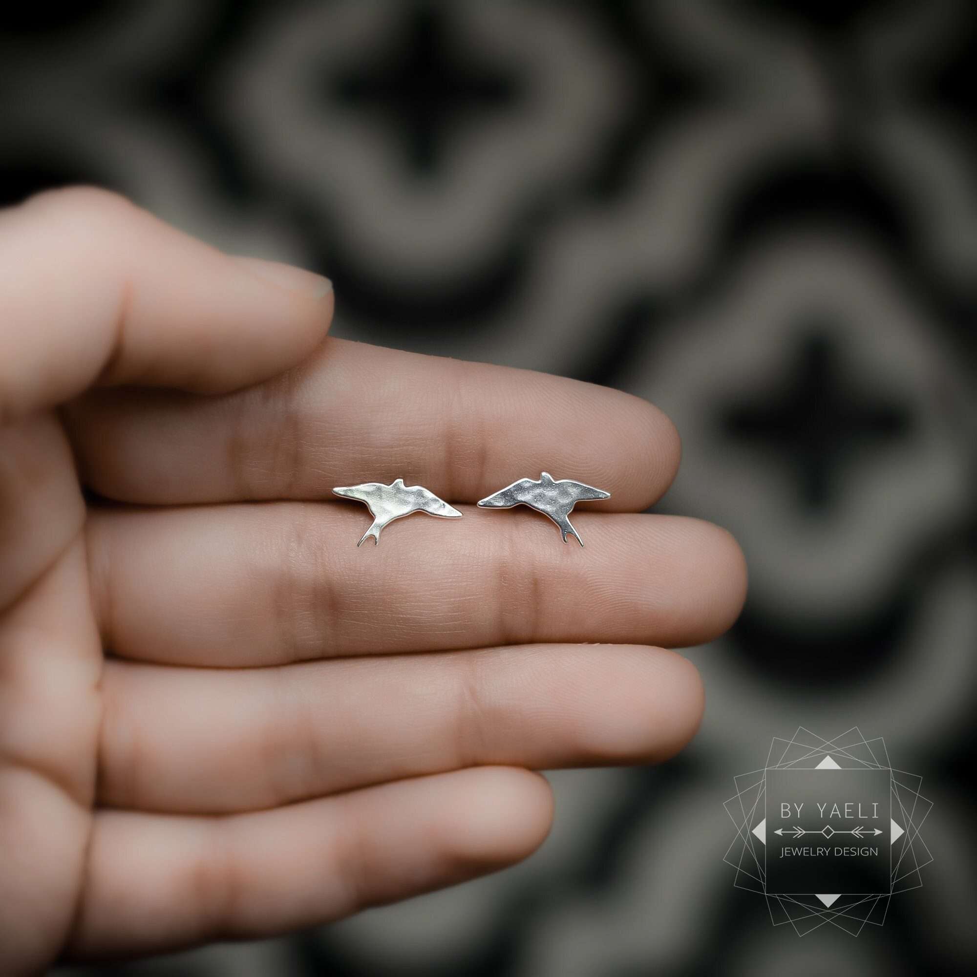 Bird earrings swallow stud earrings minimalist swallow silver earrings swallow post earrings