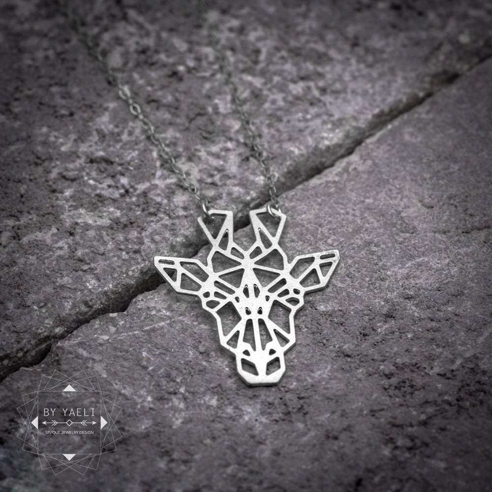 Giraffe necklace silver giraffe origami necklace giraffe gift giraffe pendant