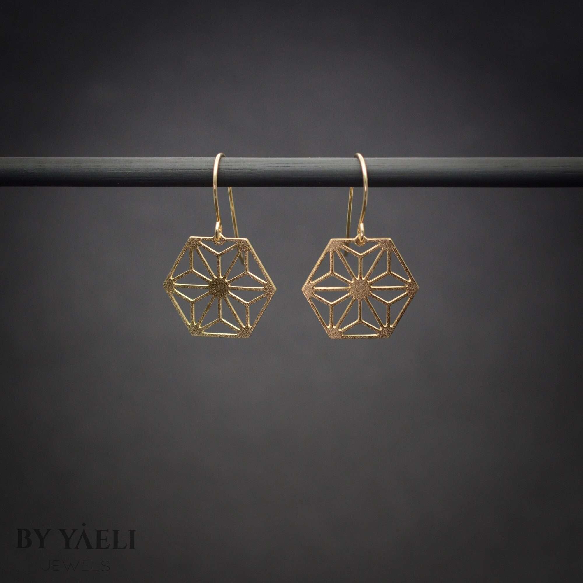 Hexagon earrings , geometric dangle earrings hexagon drop earrings 3 Hexagon earrings , geometric dangle earrings hexagon drop earrings - Image 3