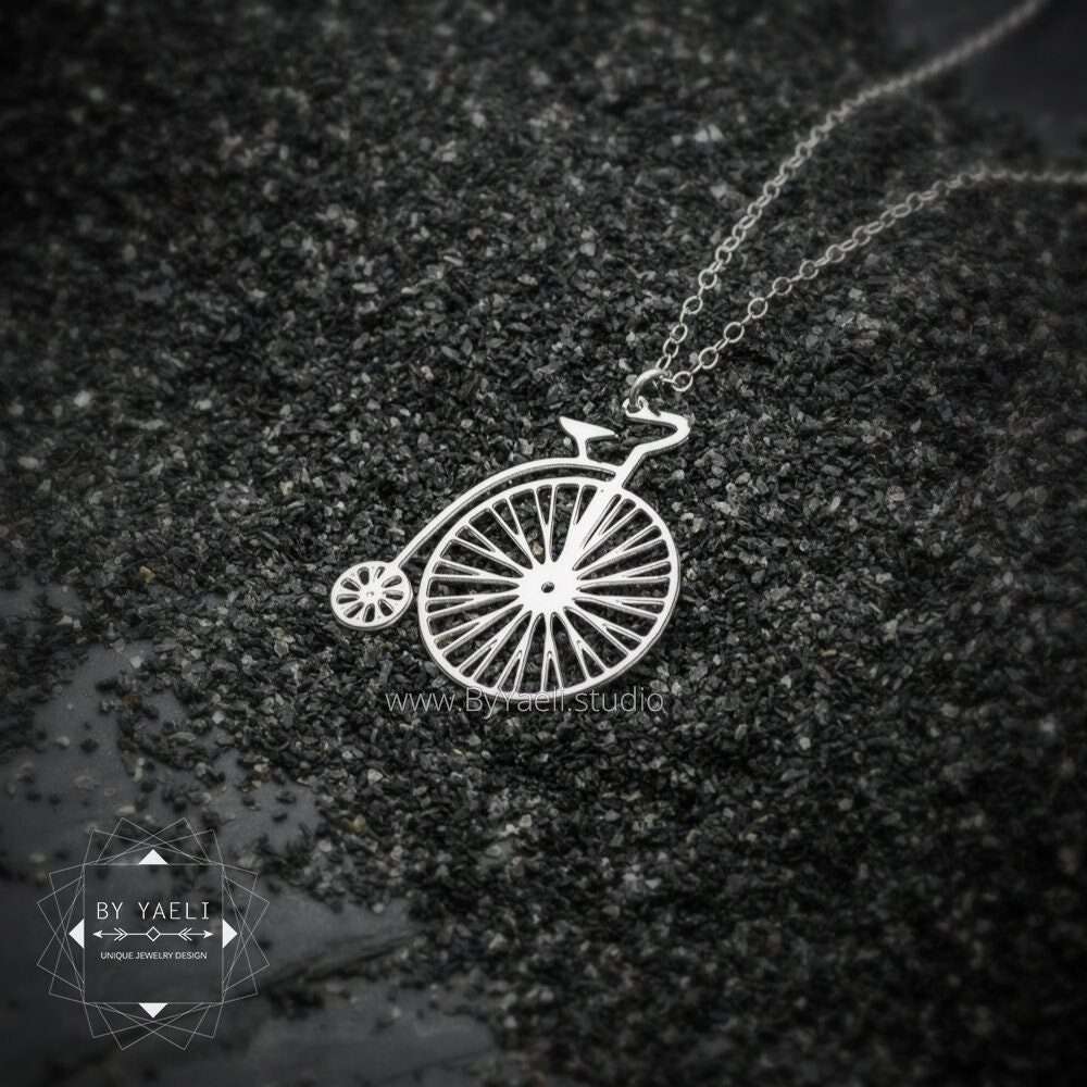 Bicycle necklace silver bicycle pendant Boho necklace