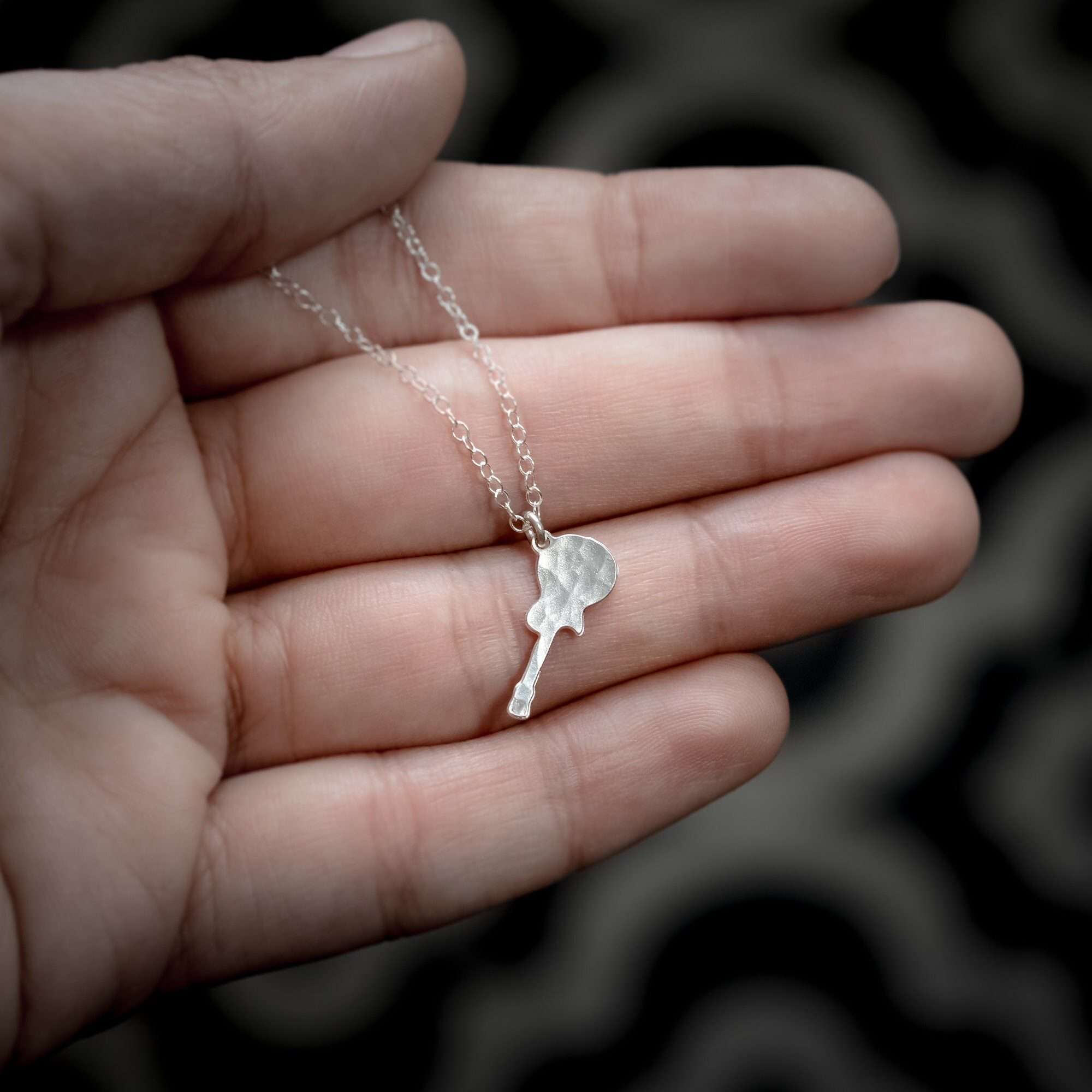 Electric guitar necklace silver guitar necklace Gibson les Paul charm music gift