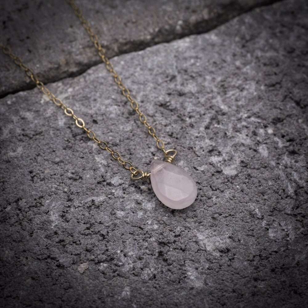 Rose quartz necklace rose quartz pendant love stone necklace drop gemstone necklace