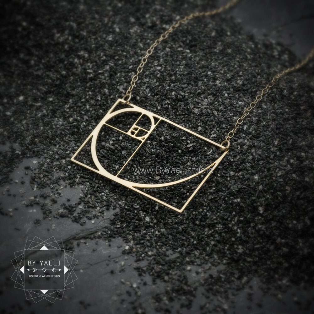 Fibonacci necklace golden ratio necklace gold science jewelry golden triangle necklace science gift