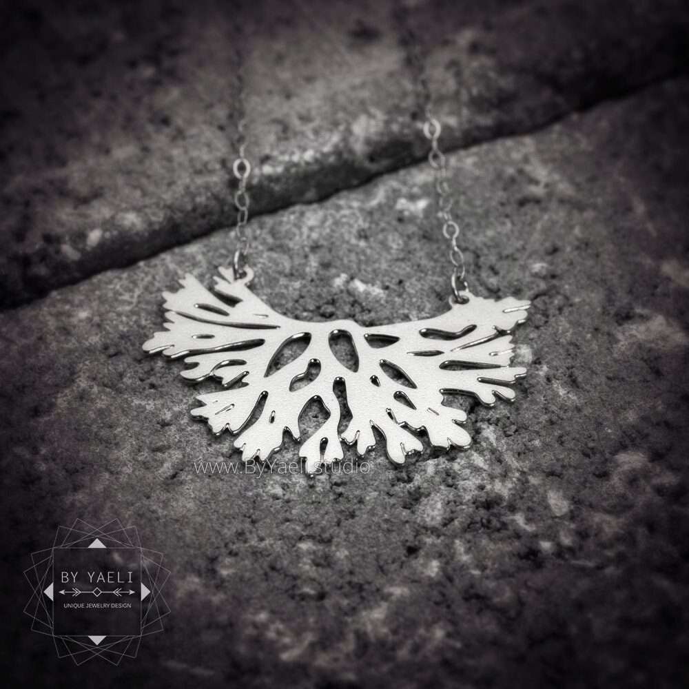 Coral necklace silver ocean necklace beach necklace