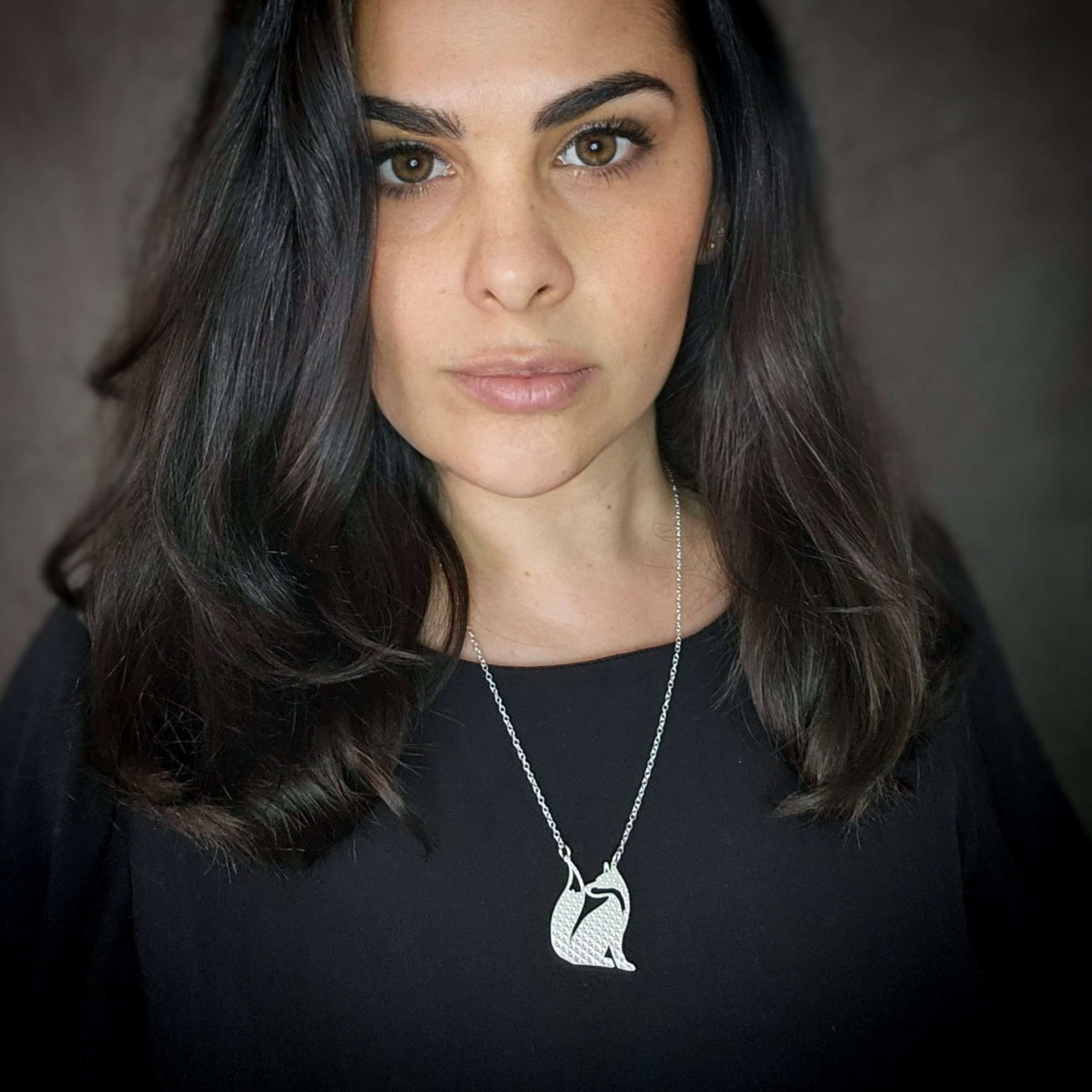 Fox pendant, Geometric silver fox necklace, animal lovers gift.