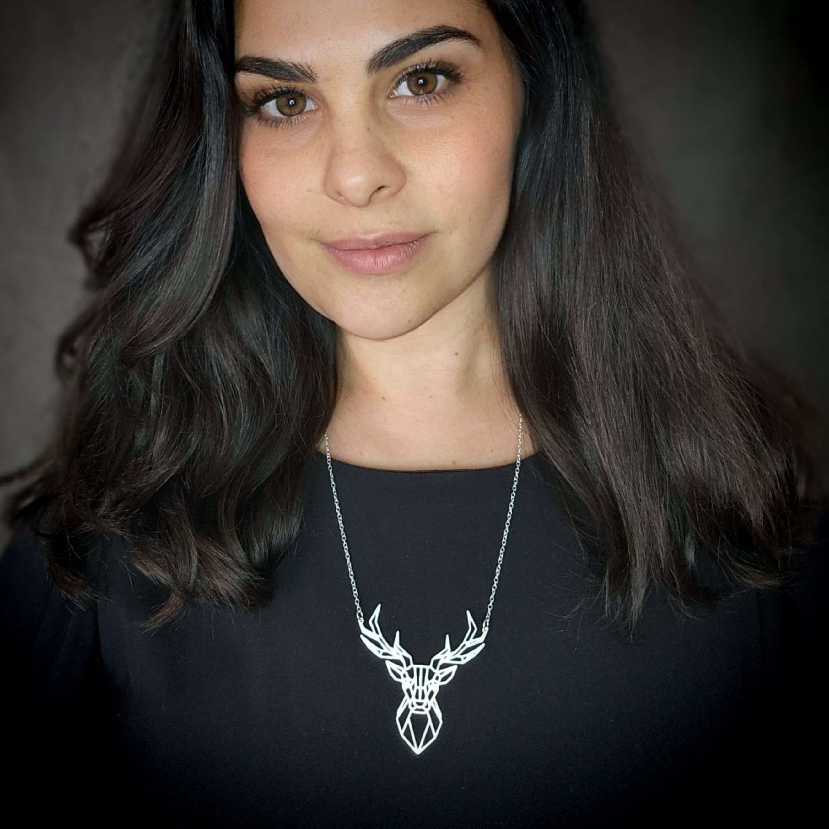 Deer necklace silver deer pendant origami deer antler necklace geometric deer jewelry