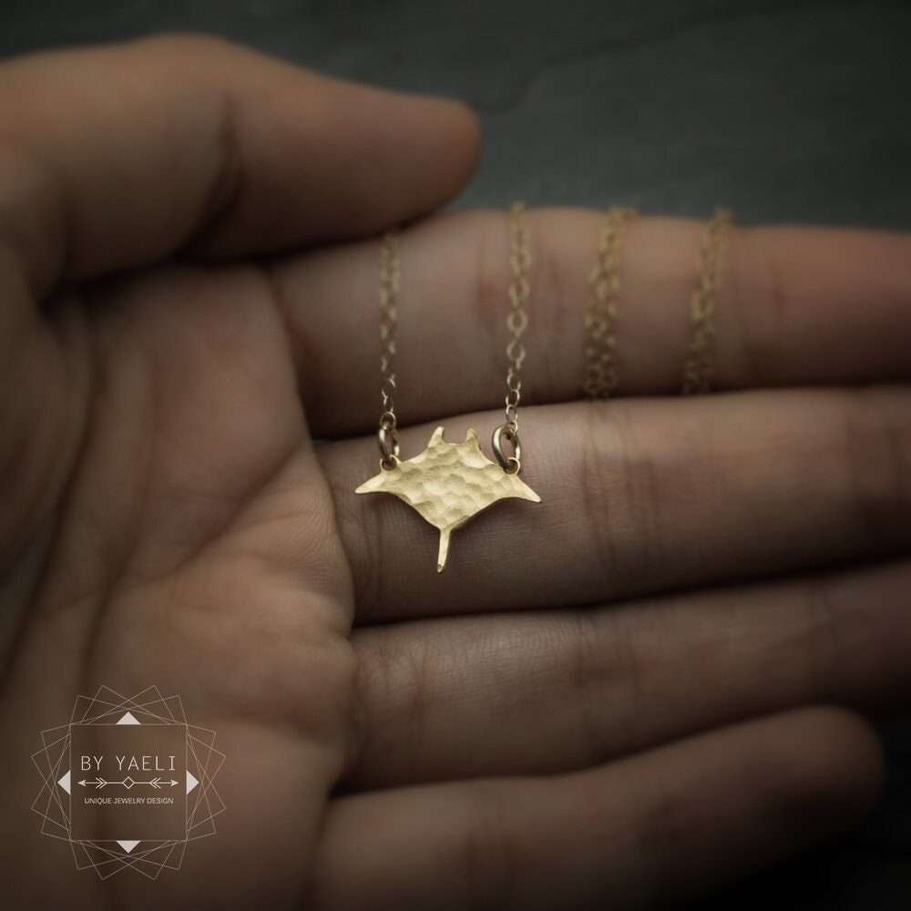 Manta necklace manta ray fish necklace gold manta ray ocean necklace manta ray charm