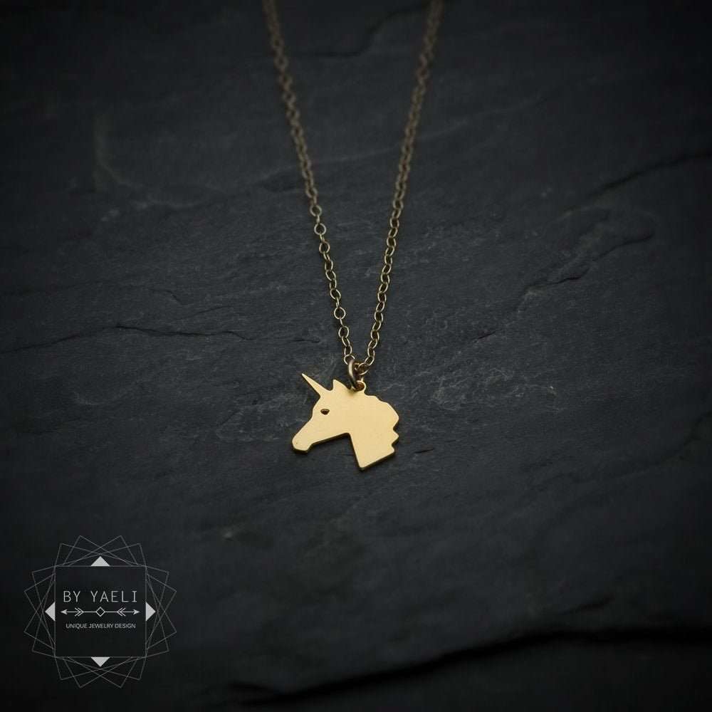 Unicorn necklace gold unicorn head pendant tiny unicorn charm