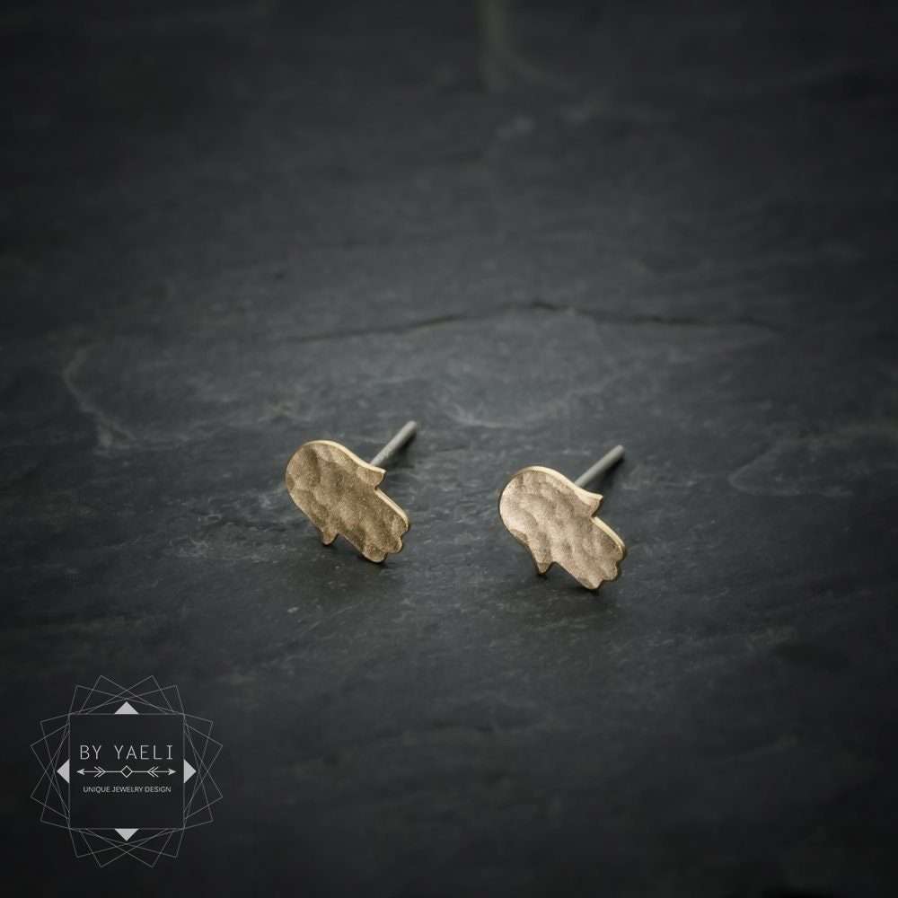 Hamsa earrings tiny hamsa stud earrings gold hamsa post earrings