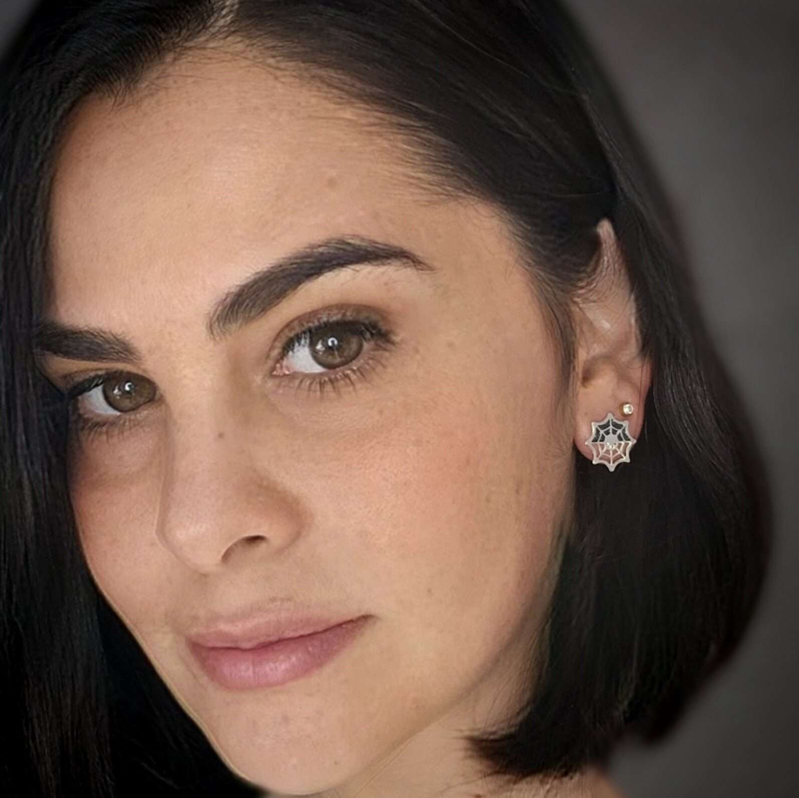 Spider web silver earrings, Halloween spider web stud earrings,Halloween gift