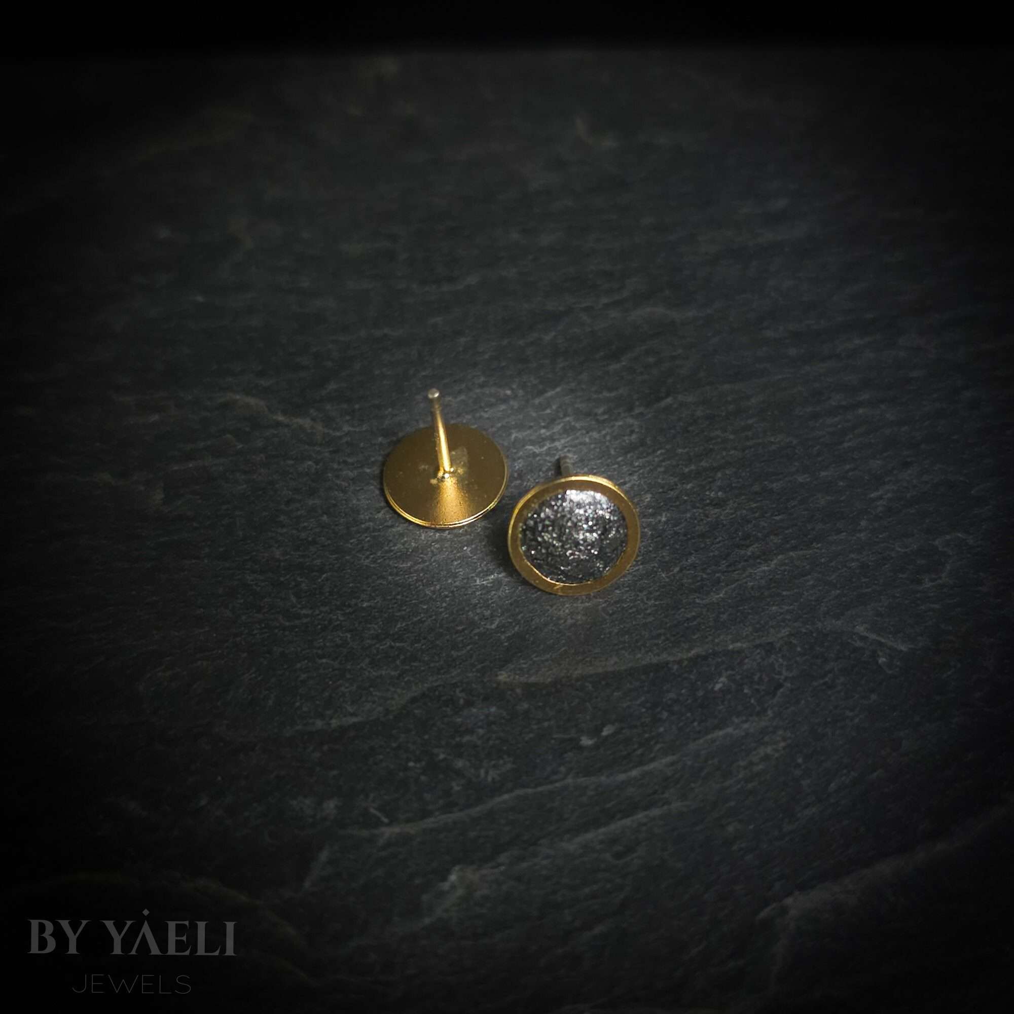 Halloween stud earrings gold and black glitter stud earrings geometric gold and black resin earrings