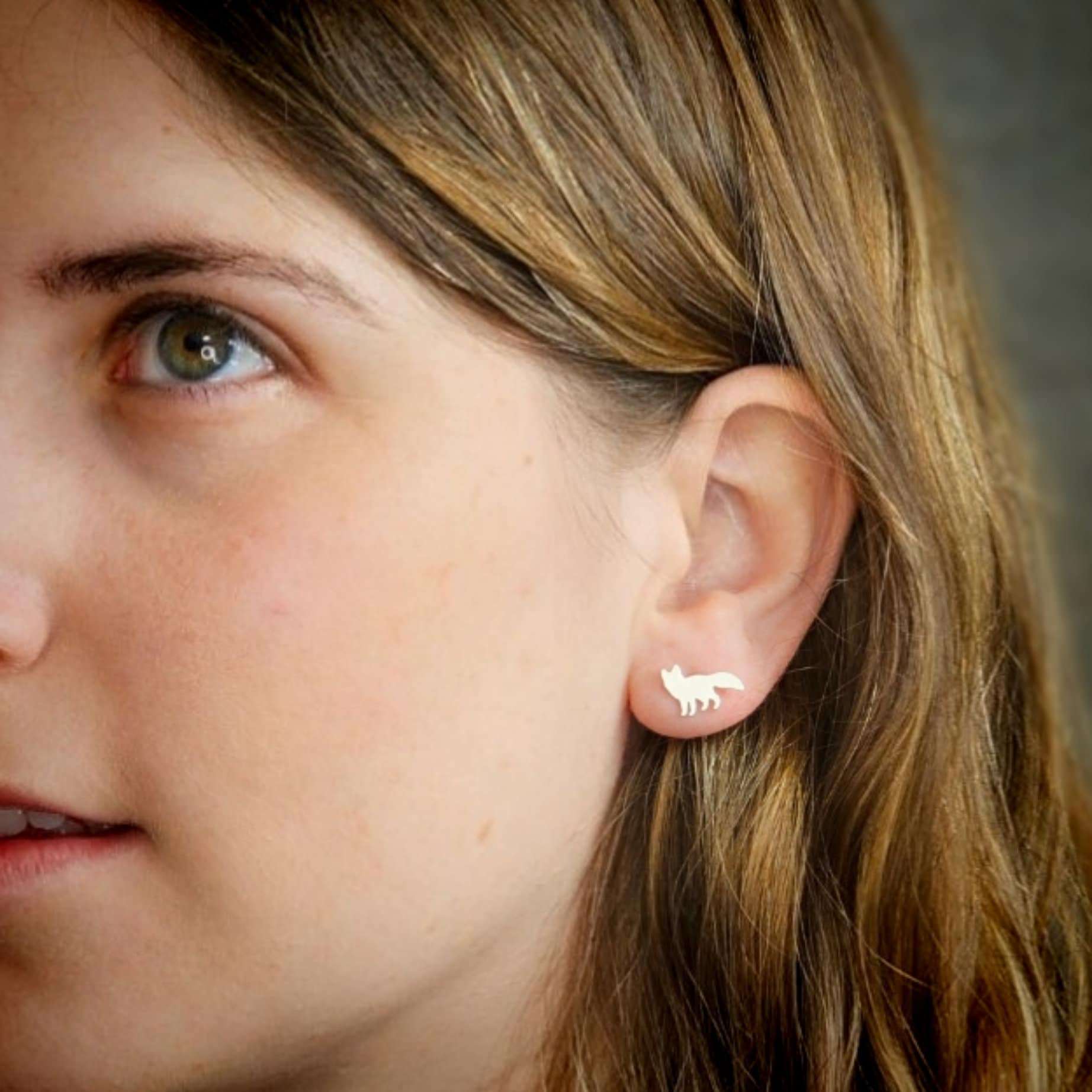 Fox earrings silver fox post earrings tiny fox stud earrings
