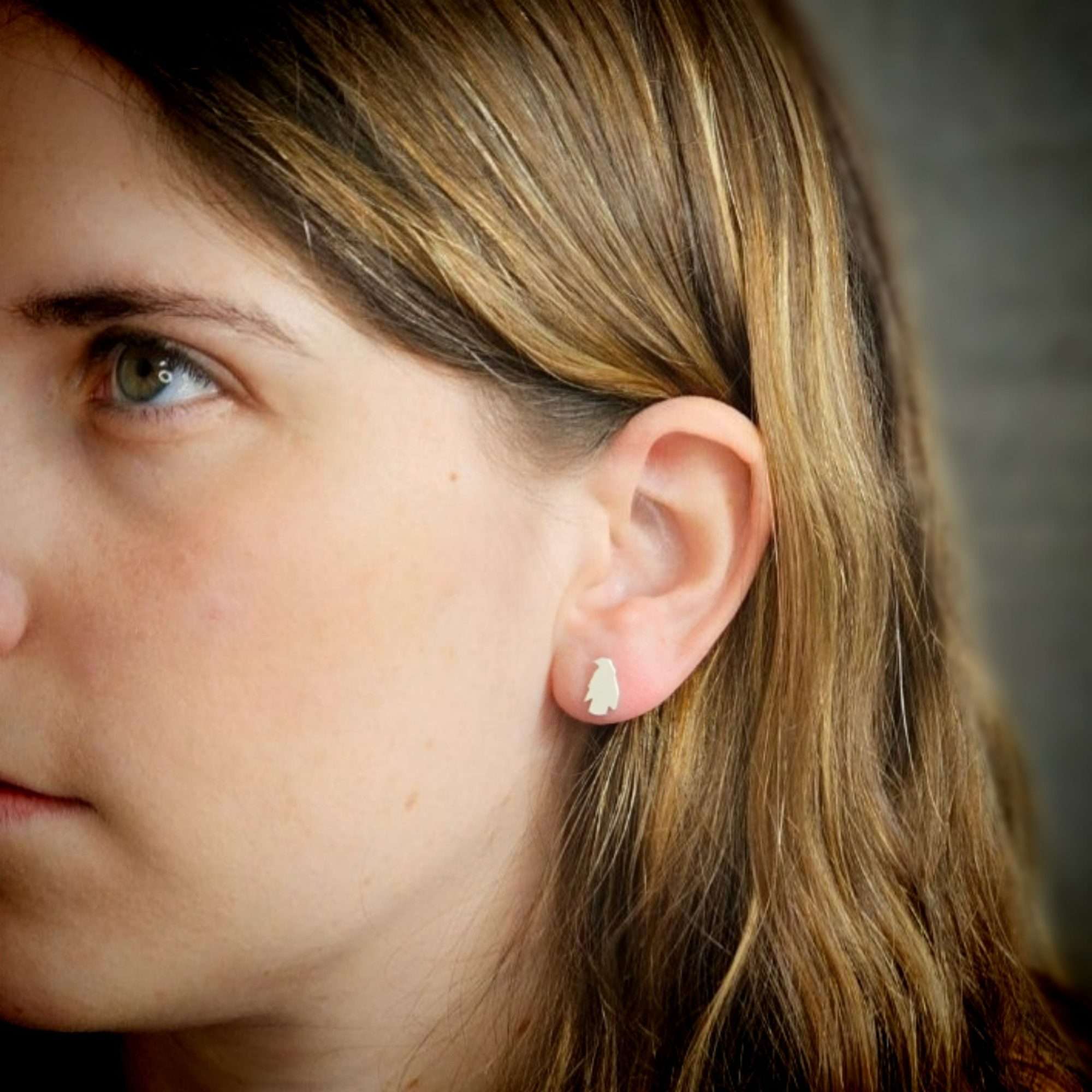 Penguin earrings tiny penguin stud earrings adorable silver penguin post