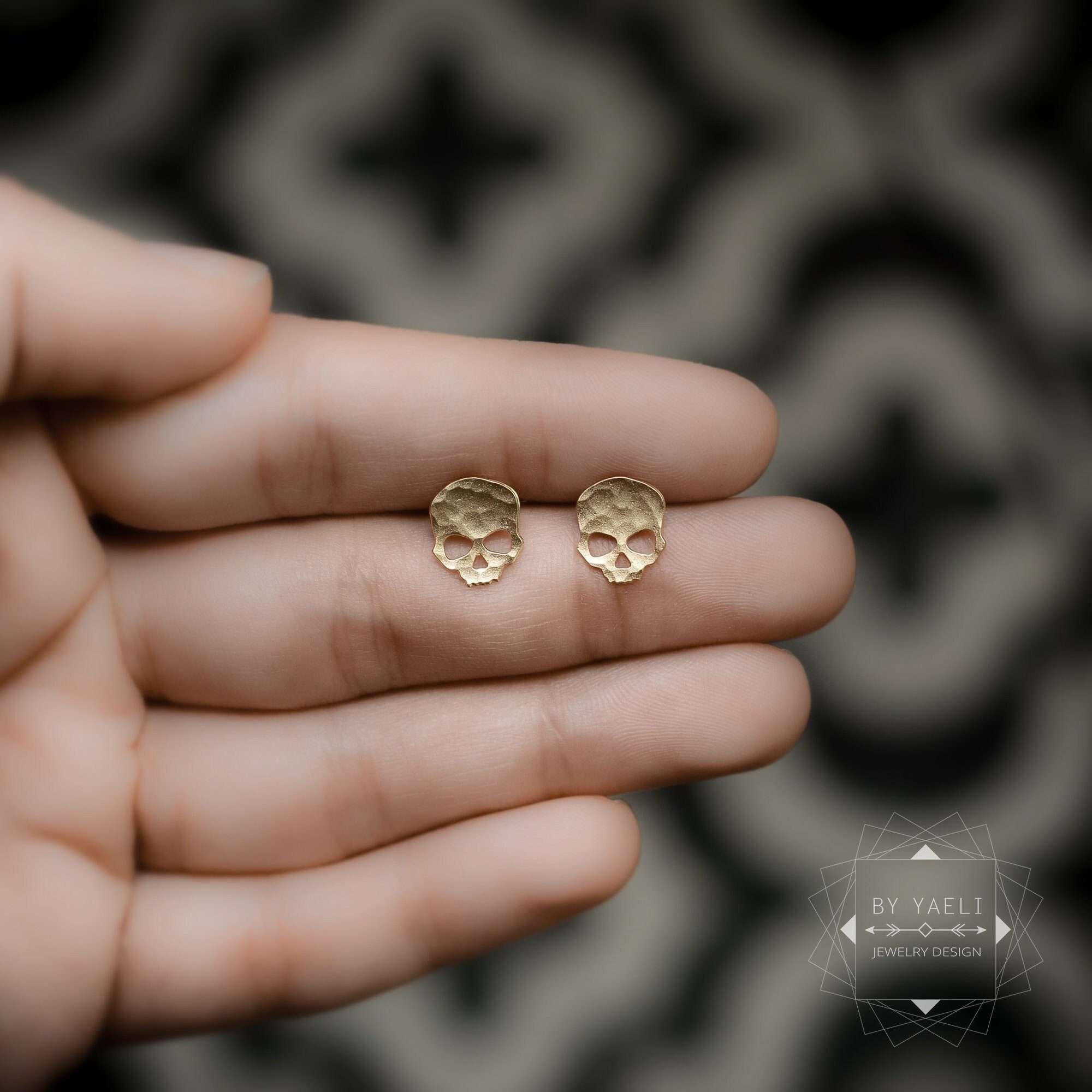 Skull earrings – tiny skull post earrings gold skull stud