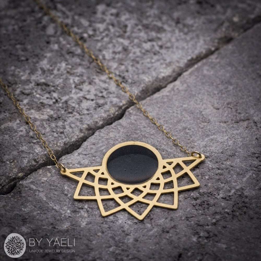 Geometric necklace resin jewelry geometric jewelry gold necklace everyday necklace unique necklace minimalist necklace handmade jewelry