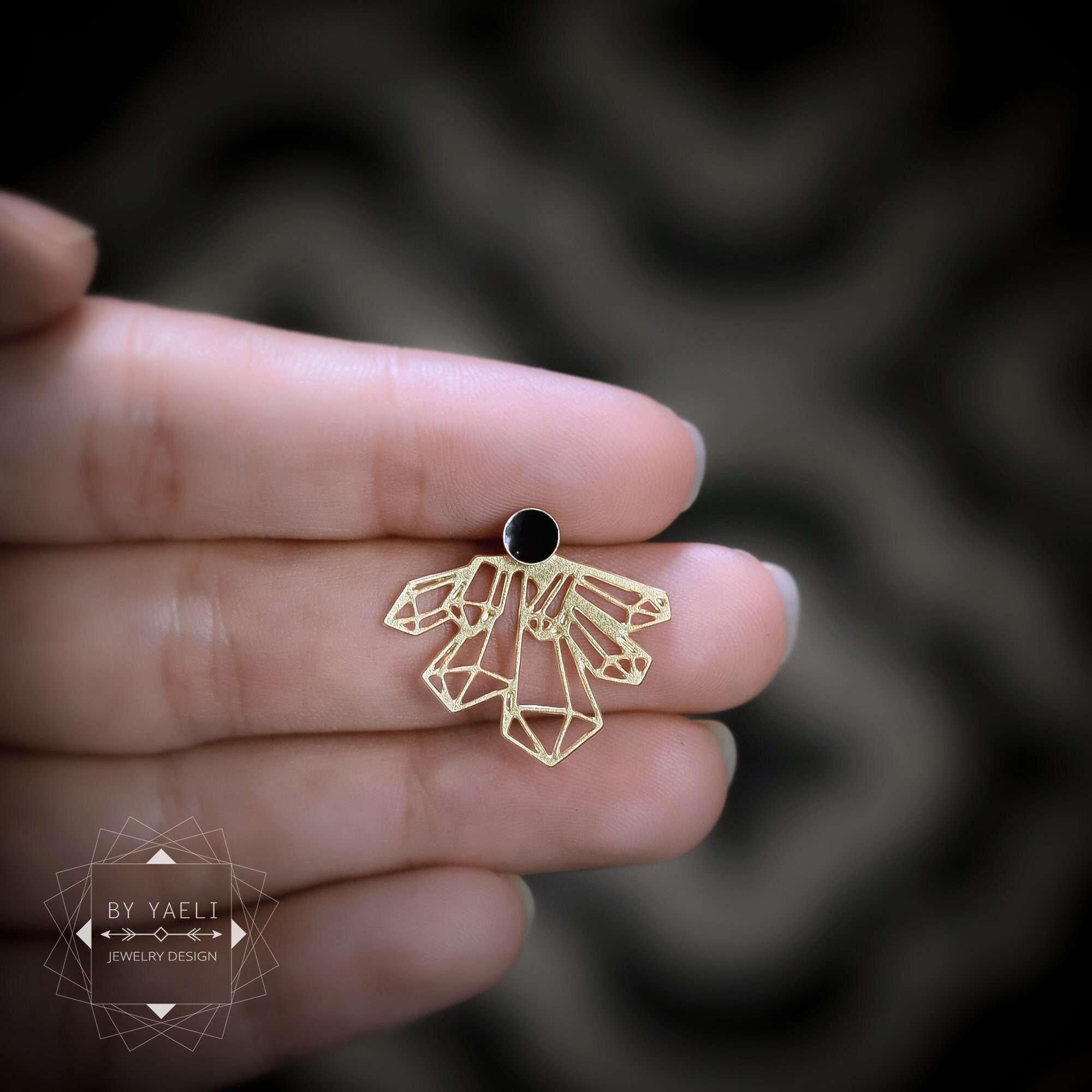 Ear jacket earrings geometric earrings gold statement earrings