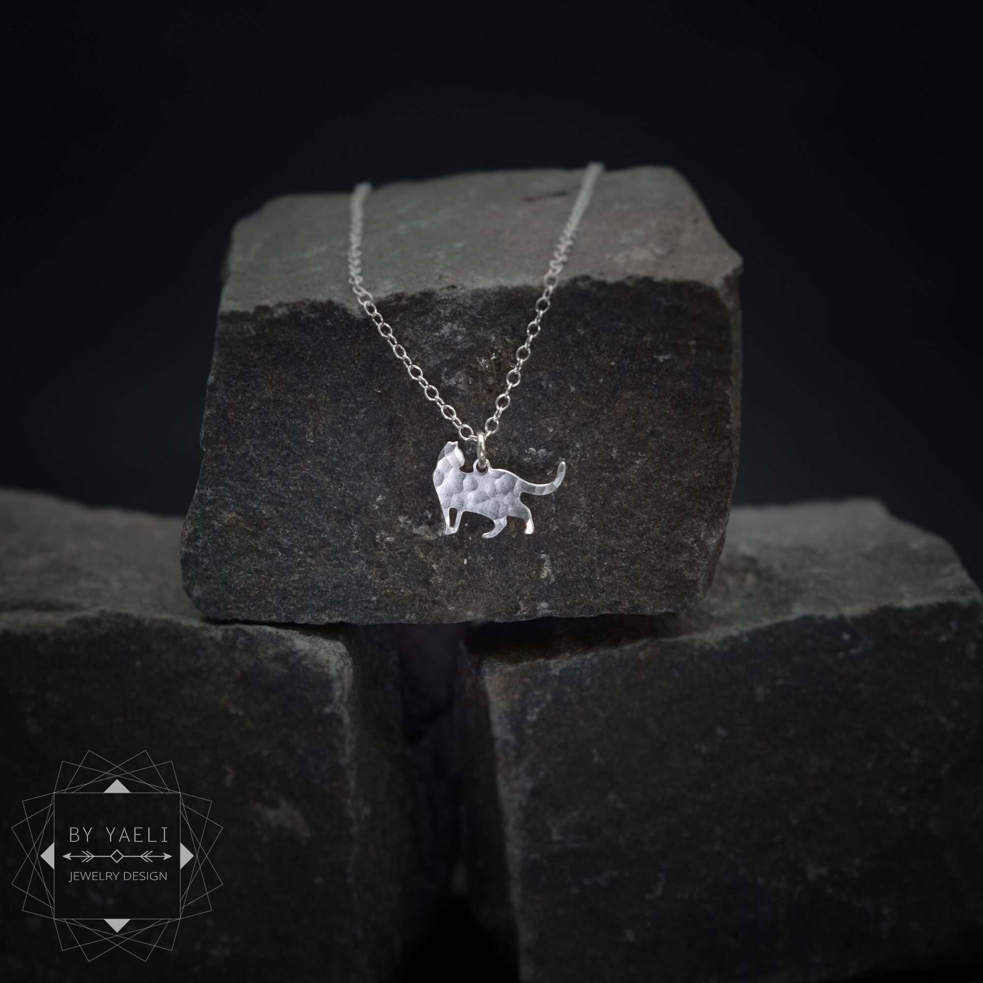 Cat necklace tiny silver cat charm cat pendant cat lover gift