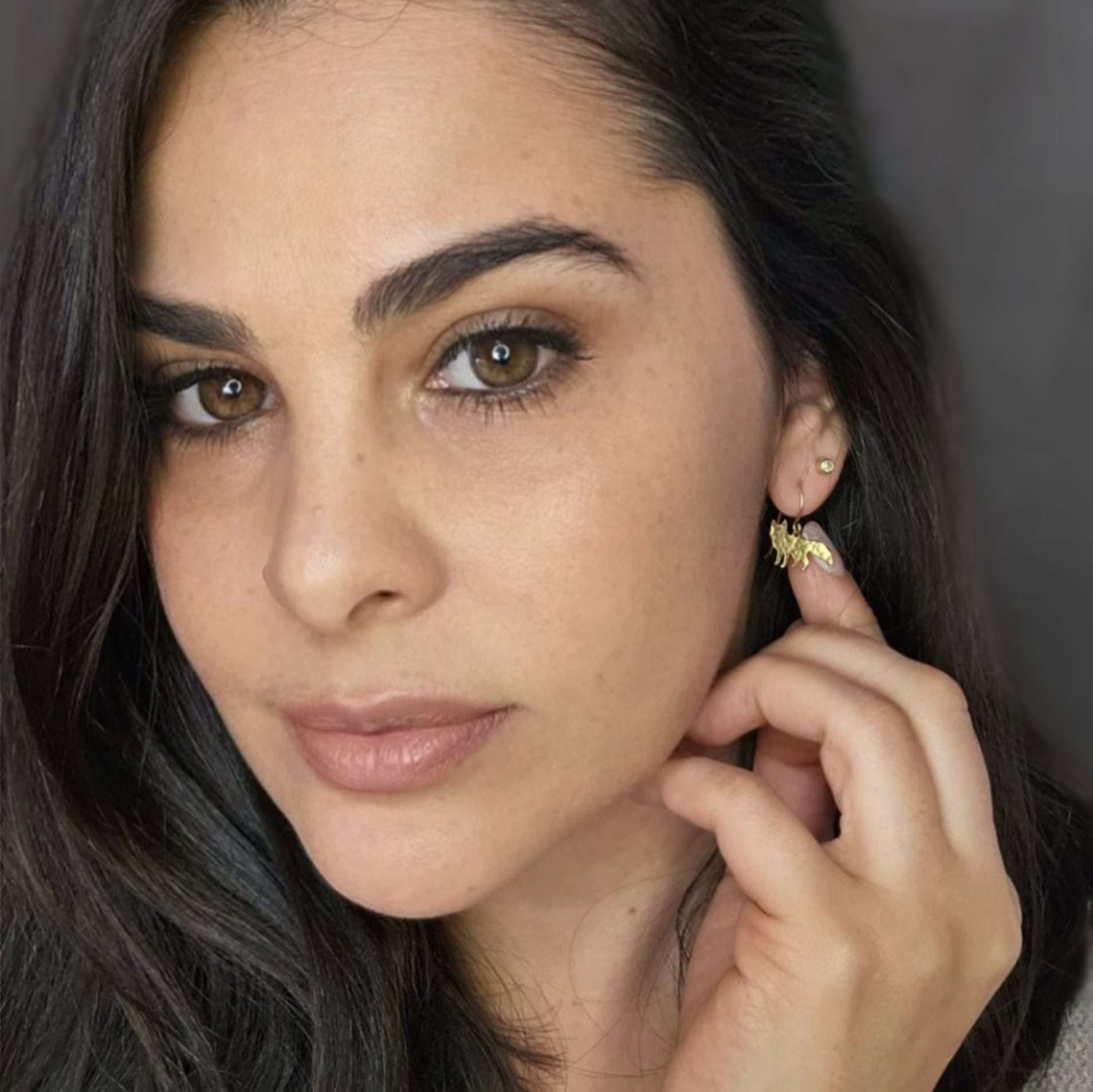 Fox earrings –  gold fox dangle earrings, cute fox earrings