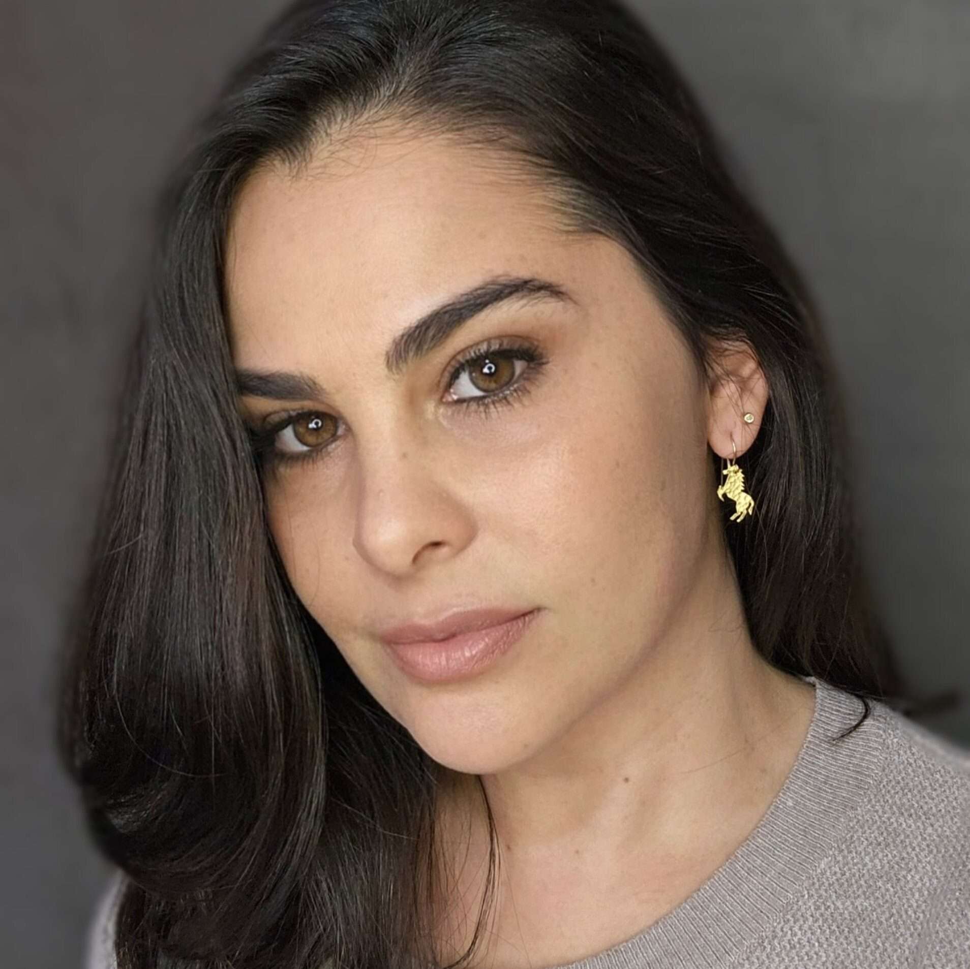 Unicorn earrings, gold unicorn dangle drop earrings