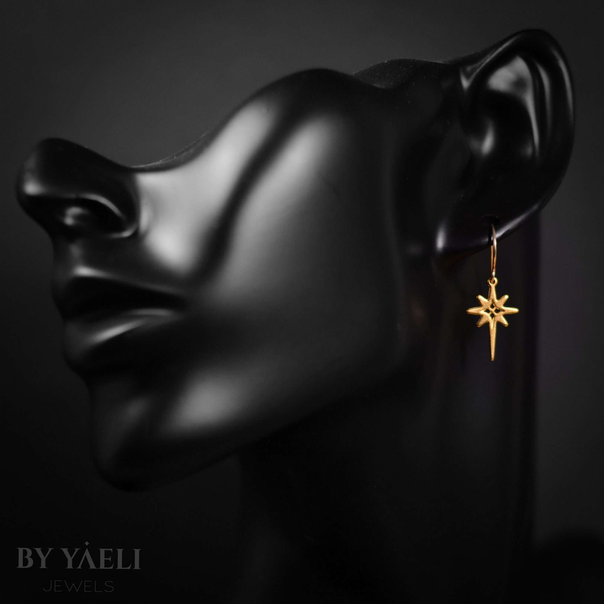 North Star earrings, dangle gold celestial dangle earrings