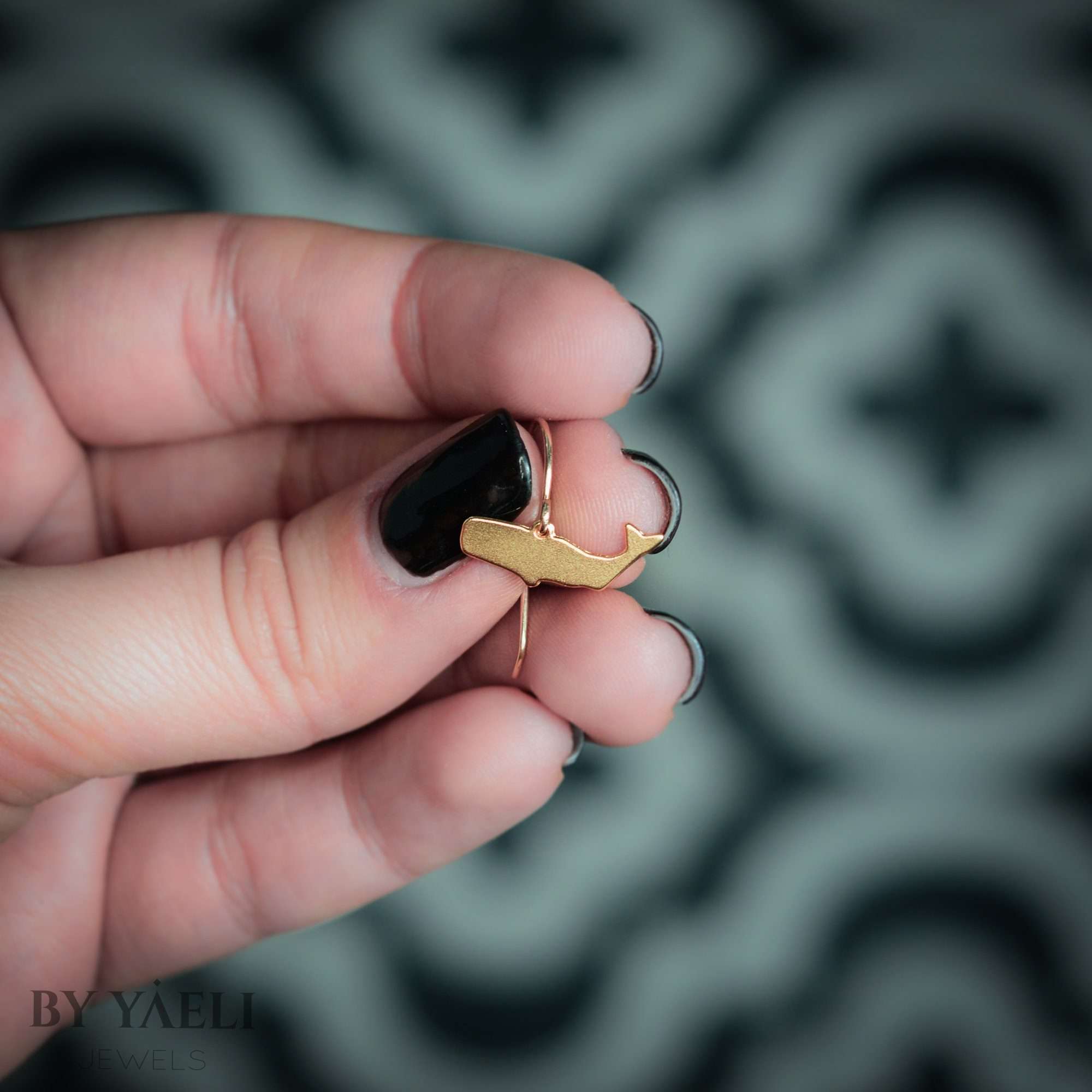 Whale earrings, gold tiny sperm whale dangle earrings