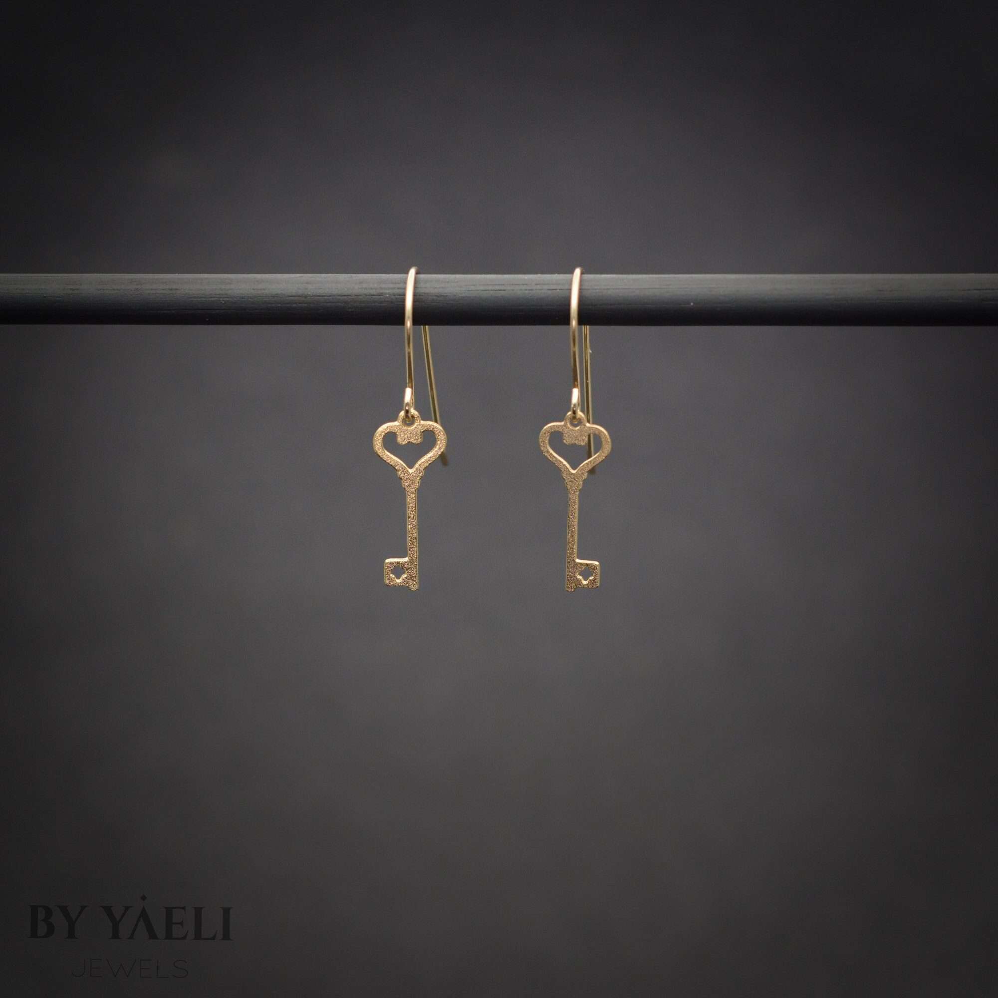 Sakura earrings, gold sakura flower with zircon dangle earrings