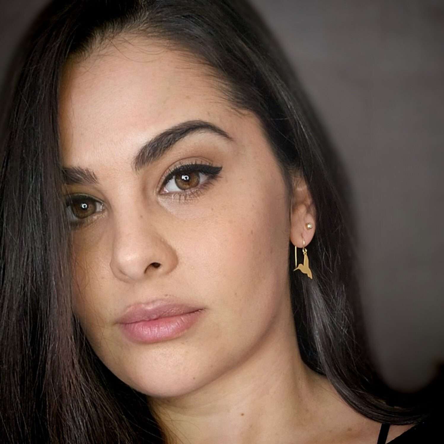 Gold hummingbird earrings, drop dangle hummingbird earrings