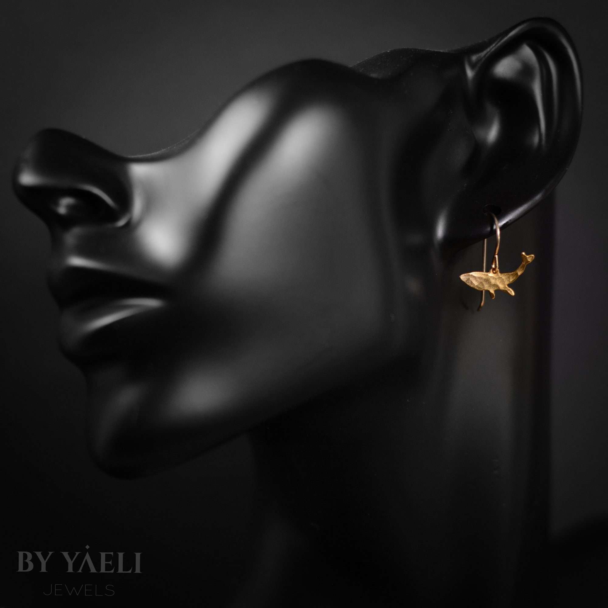 Whale earrings, gold tiny whale dangle earrings