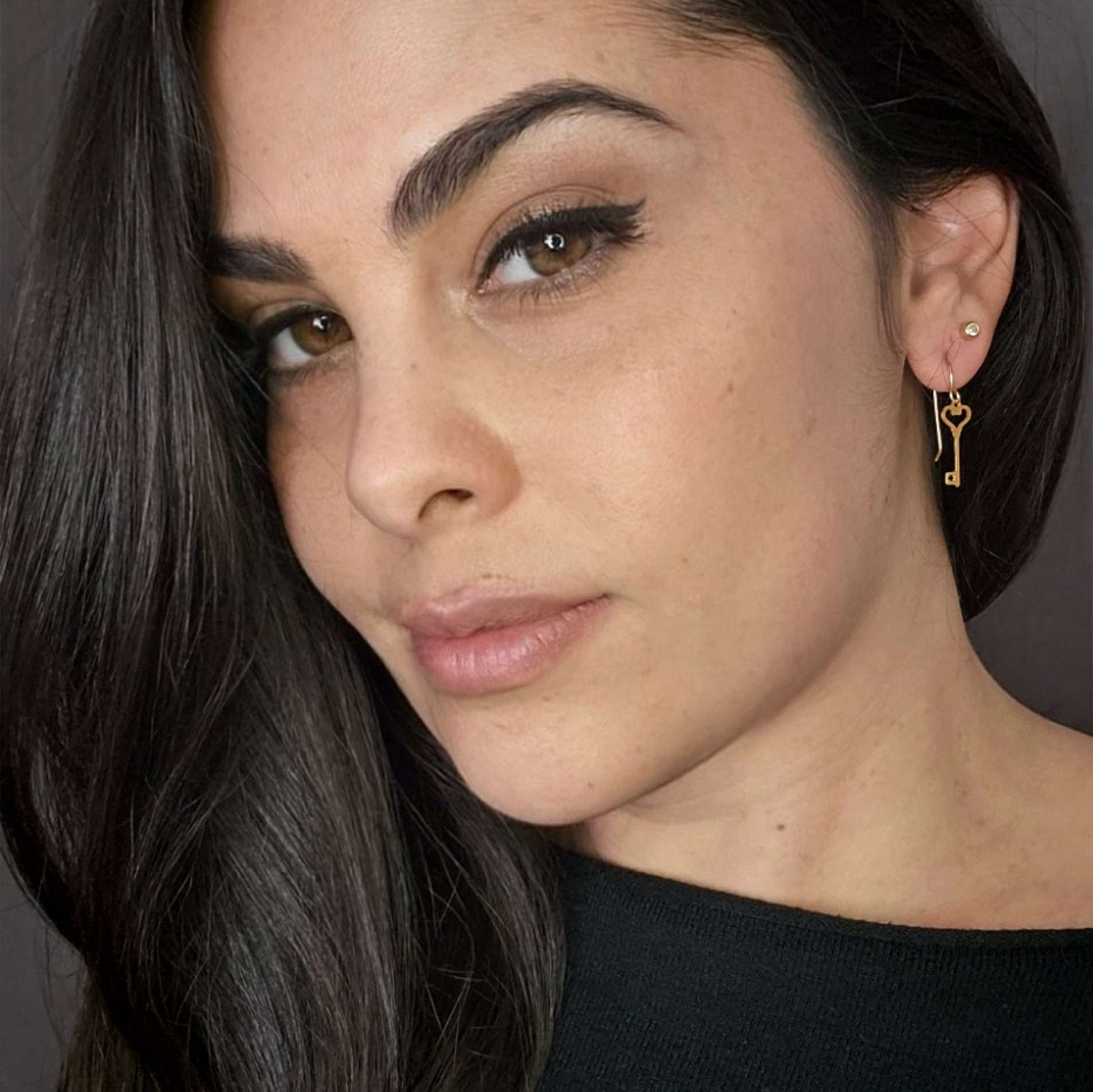 Sakura earrings, gold sakura flower with zircon dangle earrings