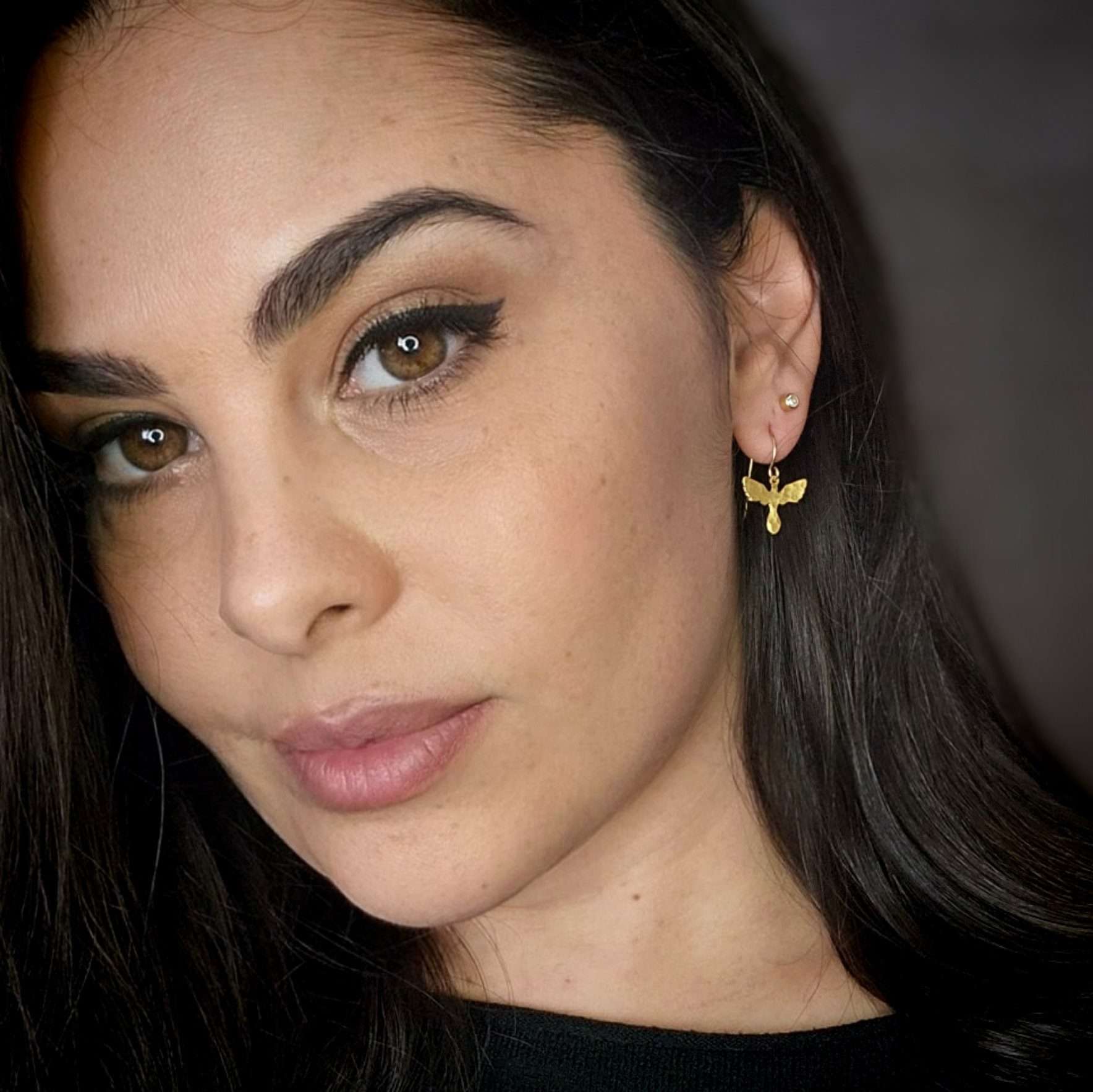 Gold phoenix earrings, bird dangle earrings drop phoenix earrings, phoenix jewelry