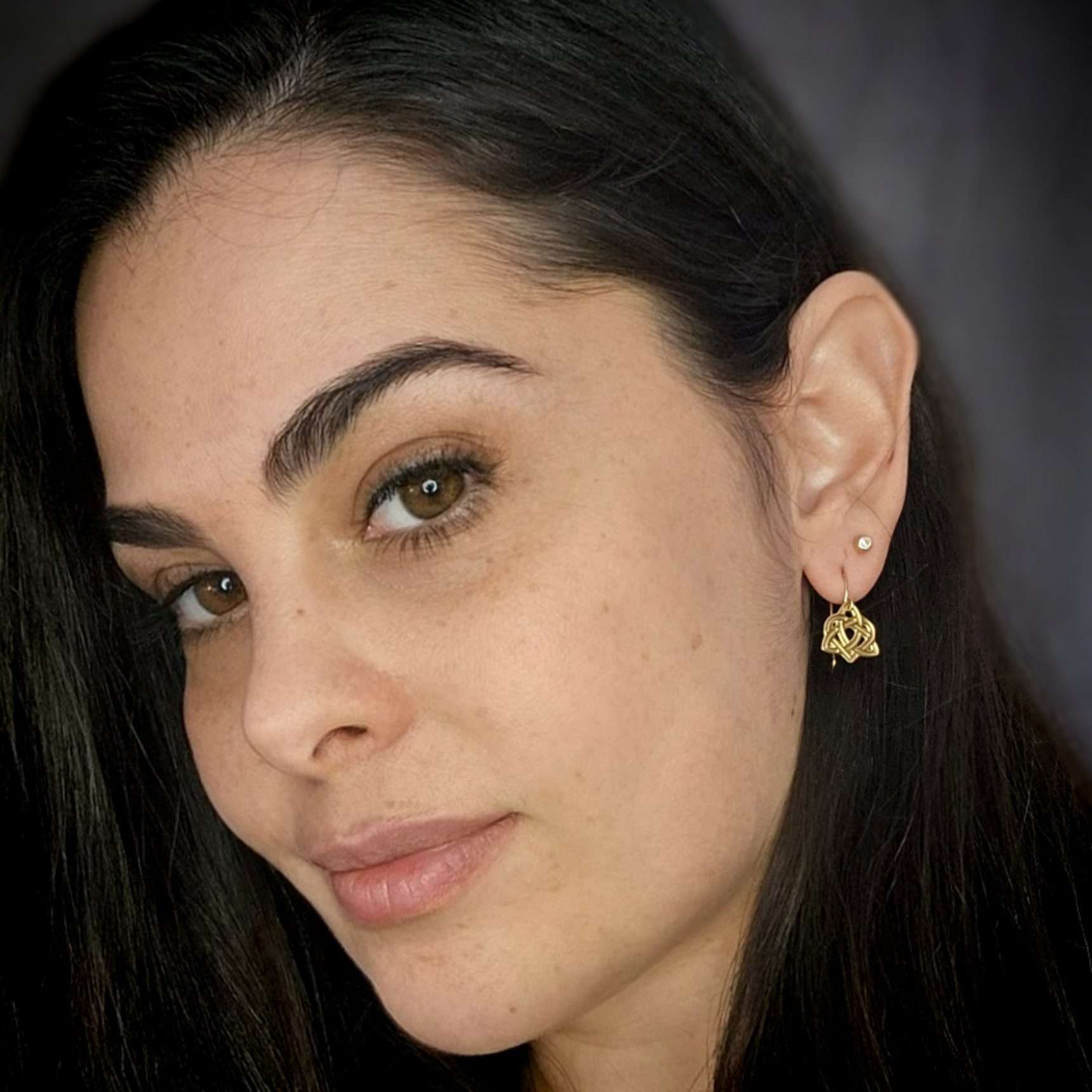 Celtic earrings, Celtic knot with heart dangle earrings