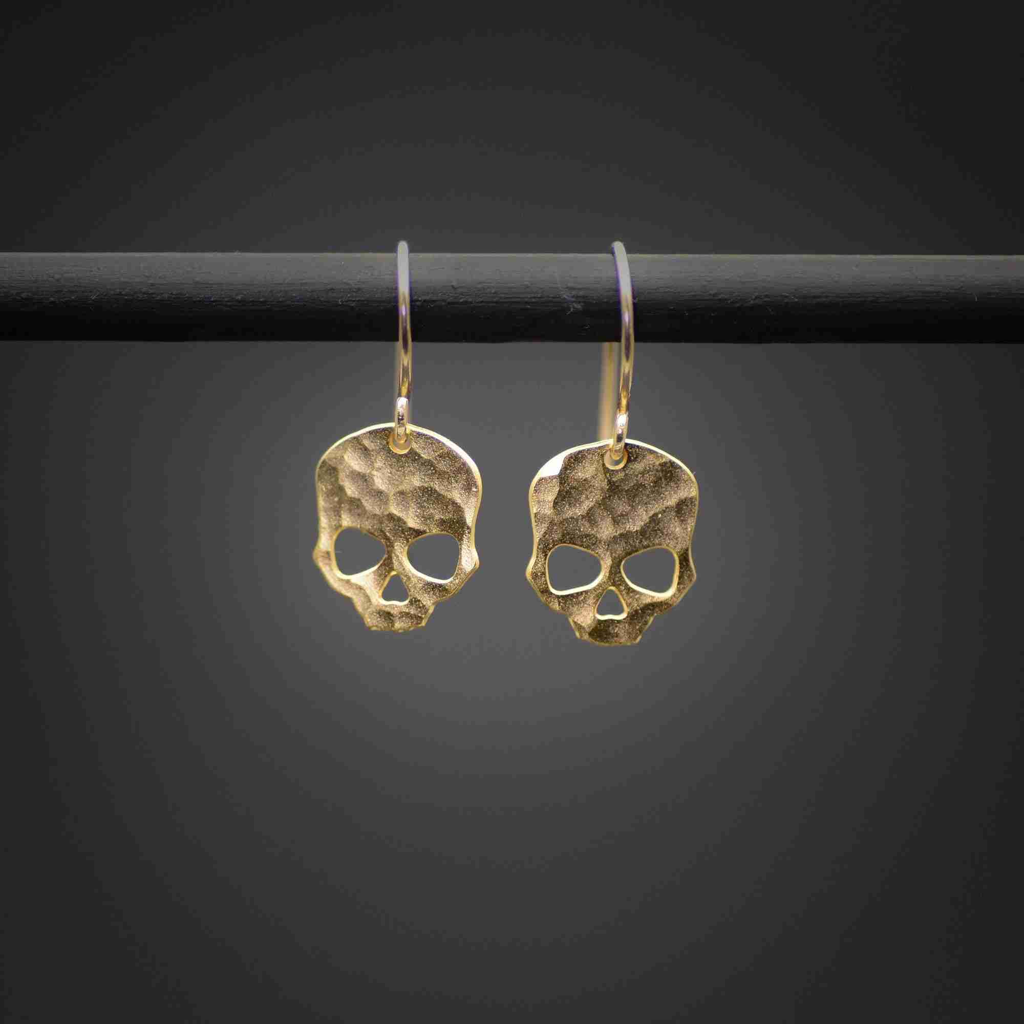 Home 14 Skull dangle earrings – gold skull earrings, goth jewelry, Halloween jewelry