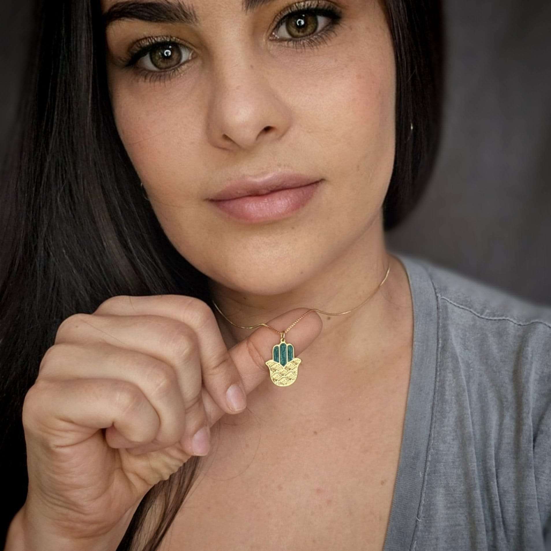 Hamsa necklace, protection necklace, good luck necklace