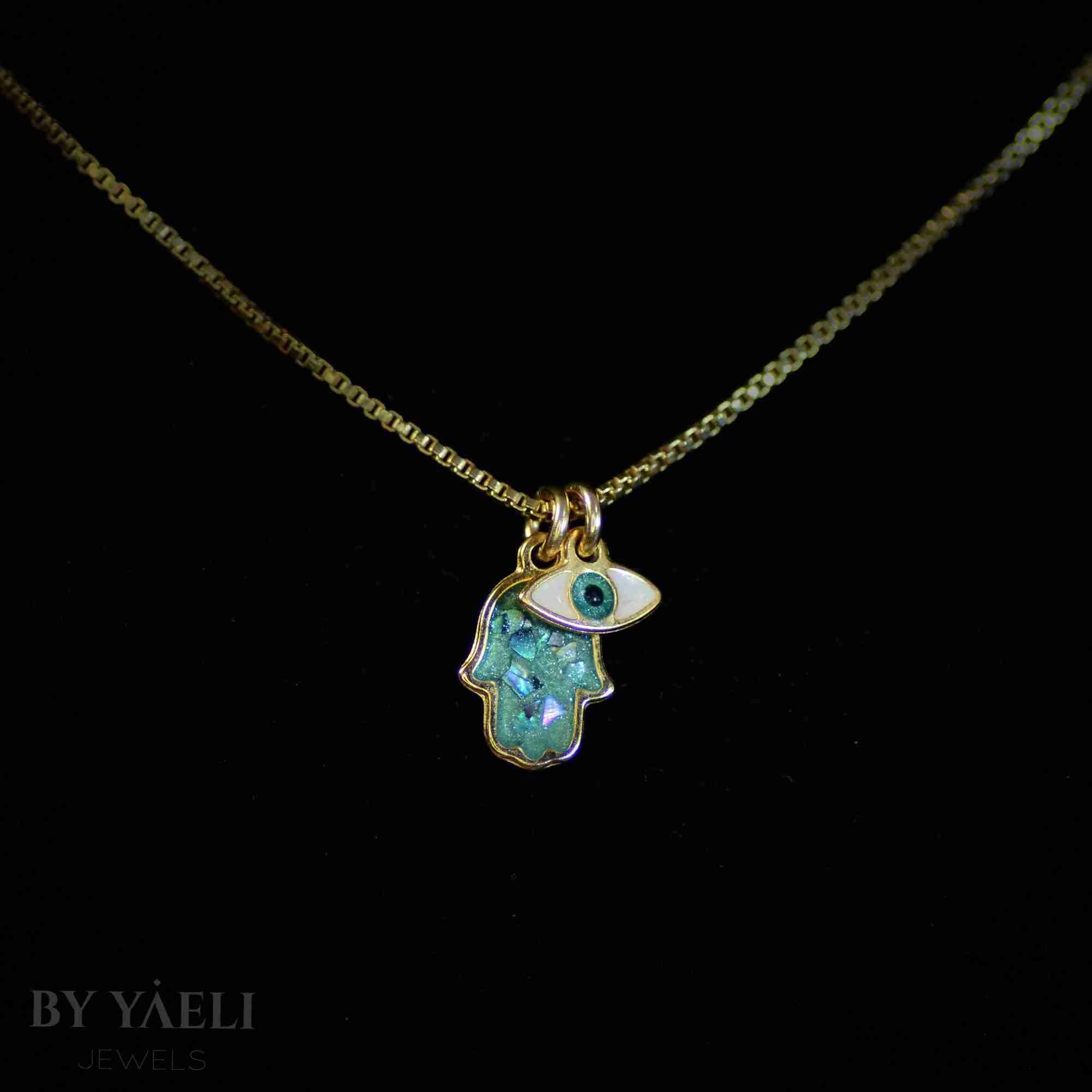 Home 27 evil eye necklace, dainty hamsa necklace, good luck necklace