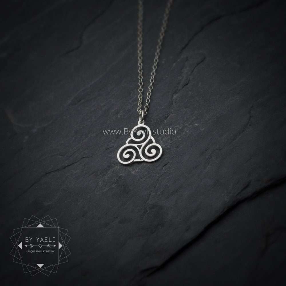 Triskelion Celtic necklace silver Celtic jewelry Irish jewelry Triskelion necklace