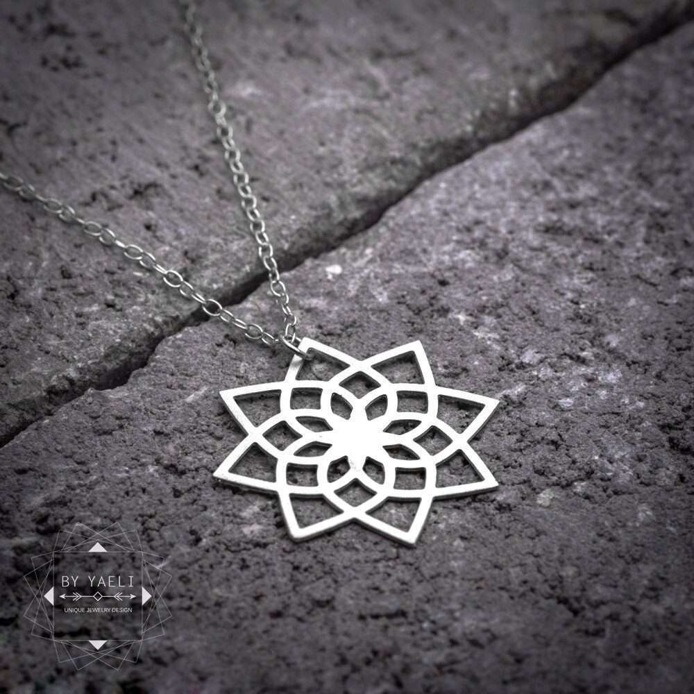 Sacred necklace, silver Sacred geometry Celtic jewelry flower of life