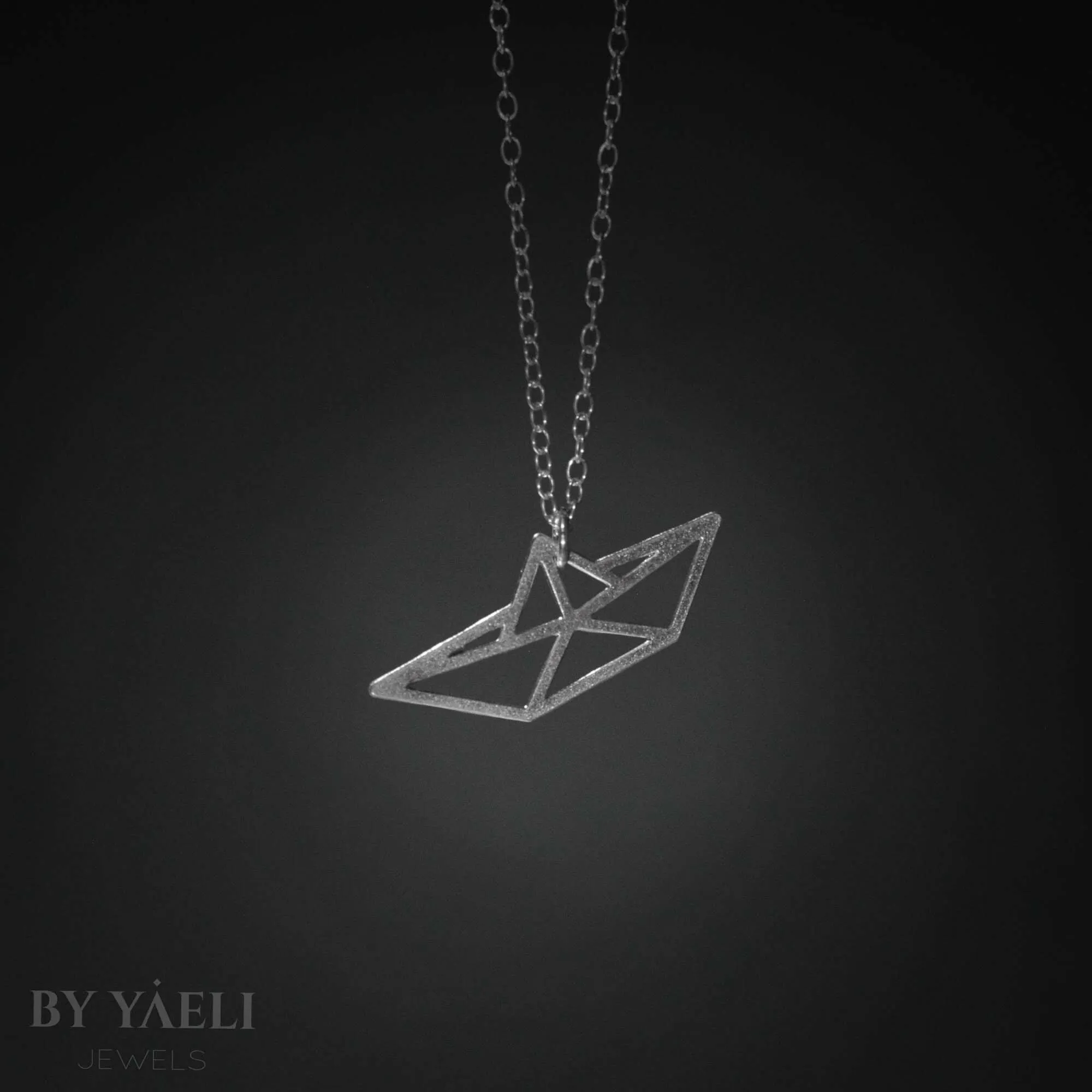 Boat necklace origami boat necklace silver paper boat charm