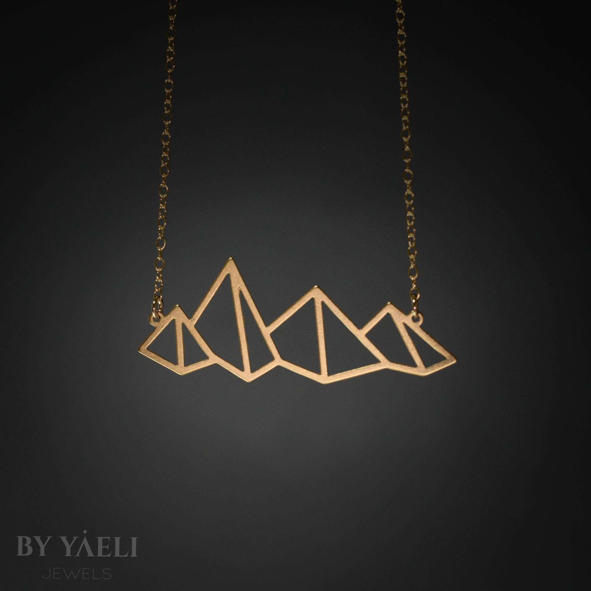 Mountain necklace geometric necklace gold mountain pendant pyramid mountain jewelry