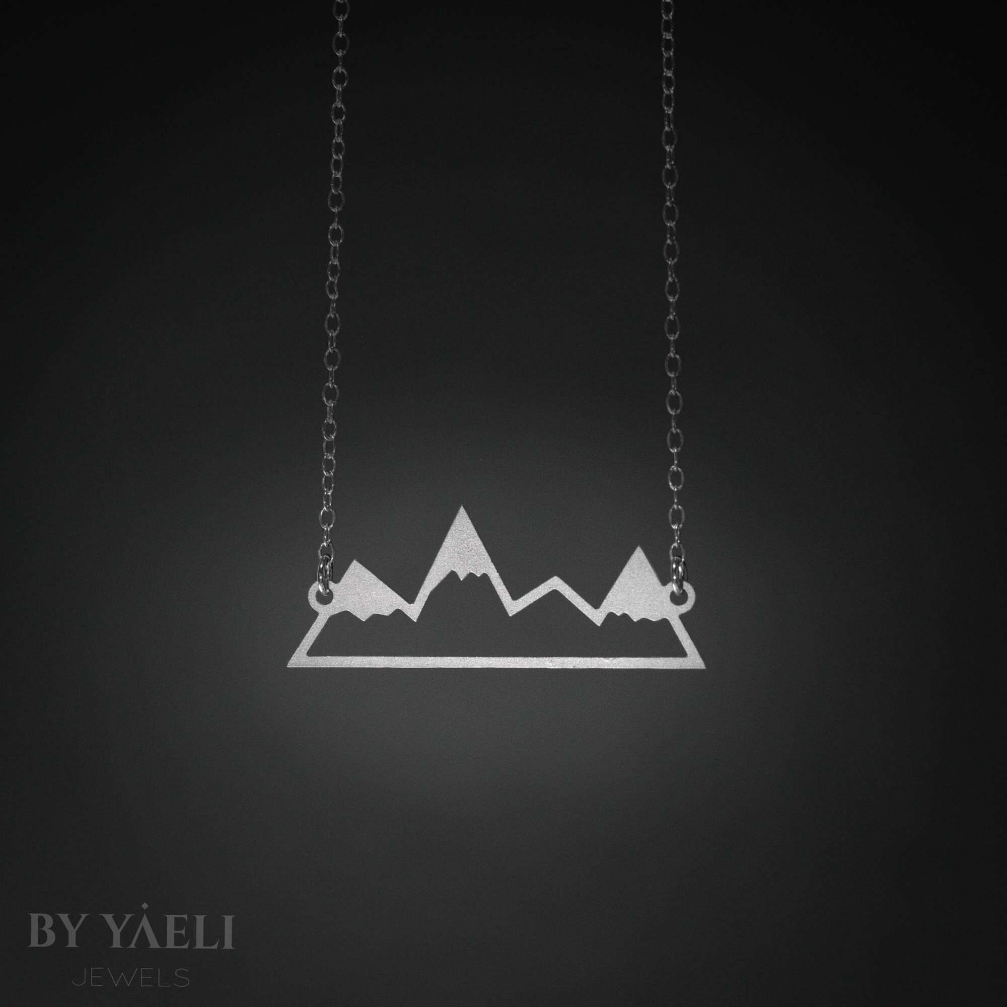 Mountain necklace silver geometric necklace mountain charm mountain pendant mountain jewelry