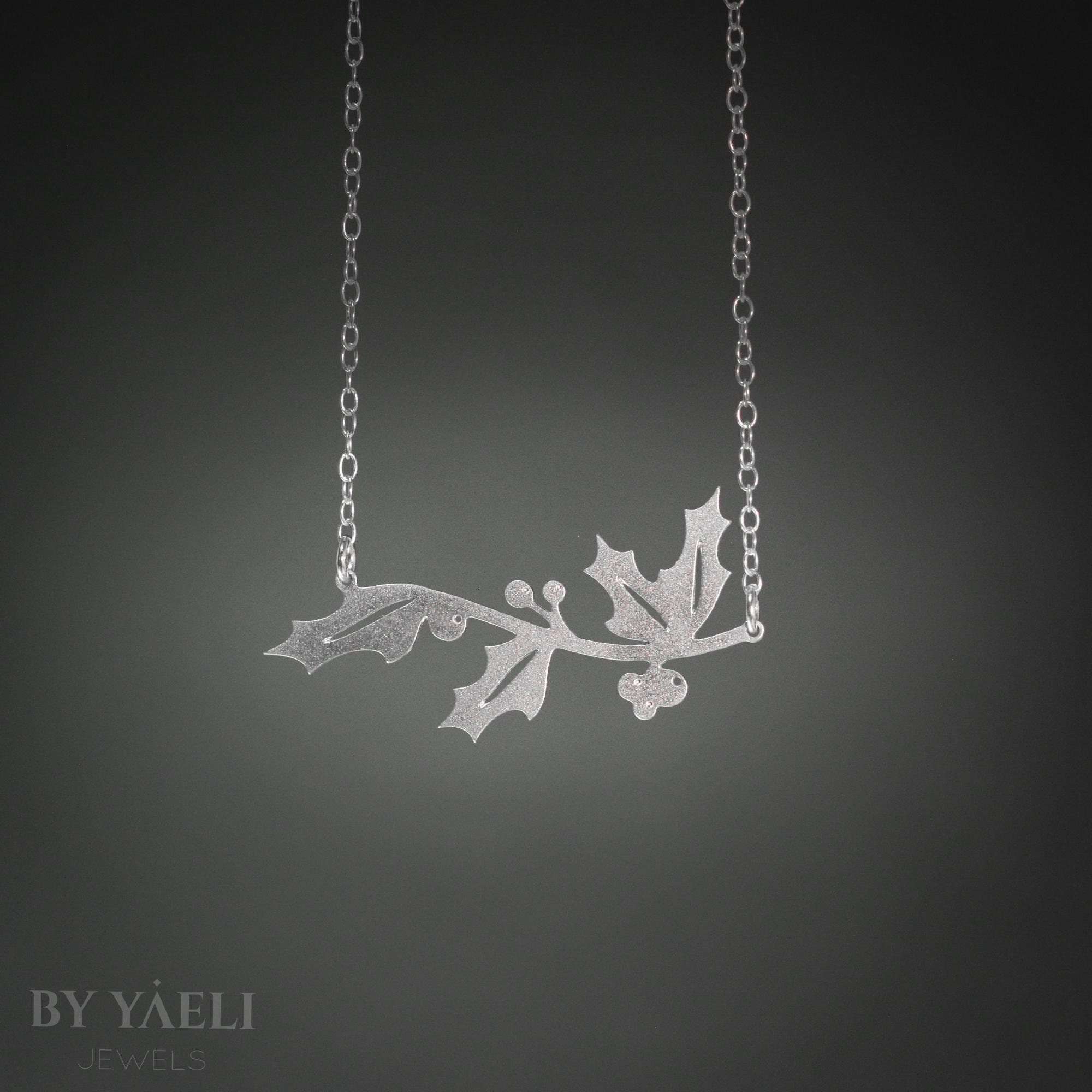 Leaves necklace silver leaf branch necklace Christmas gift for her