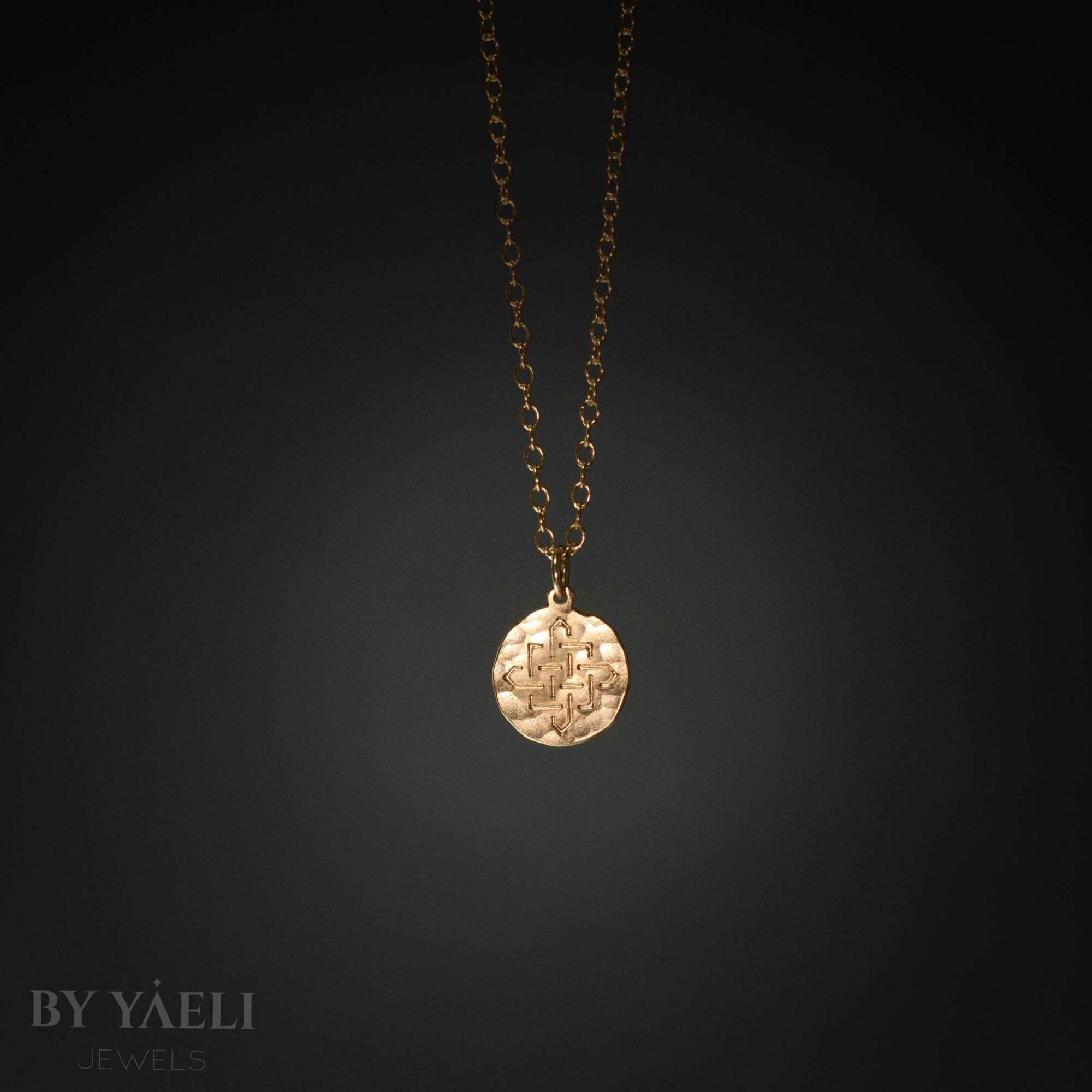Gold coin necklace gold coin charm tiny coin pendant Celtic necklace