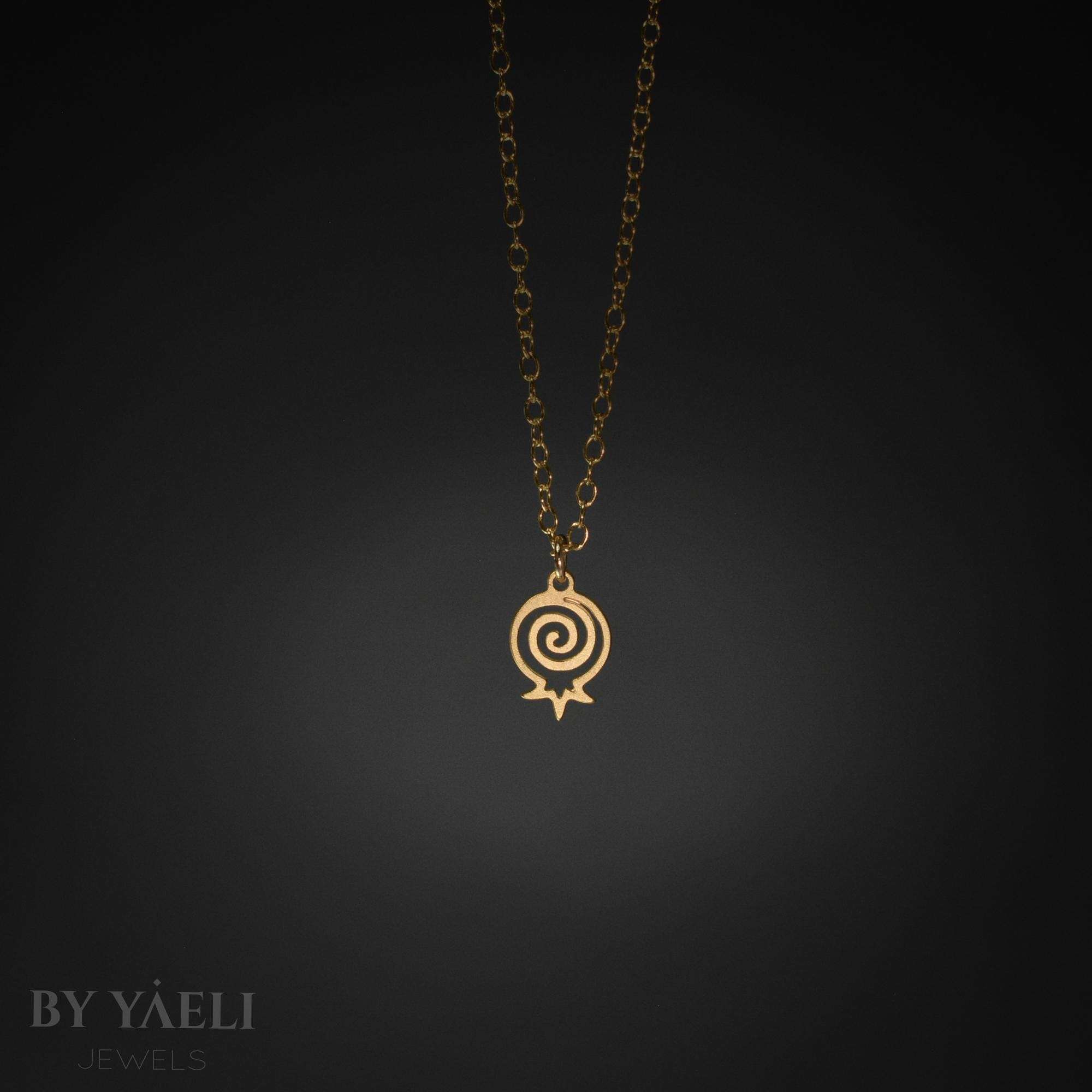 Pomegranate necklace gold pomegranate charm dainty Judaica Jewish jewelry