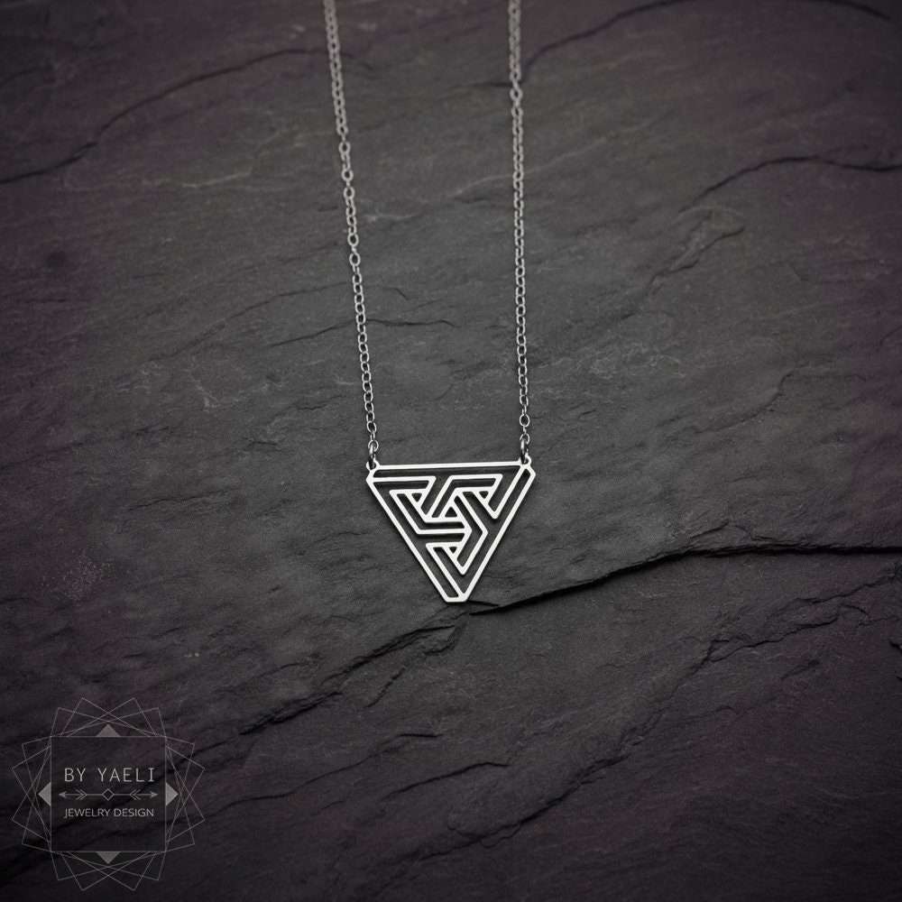 Geometric necklace Escher necklace silver triangle necklace geometric jewelry