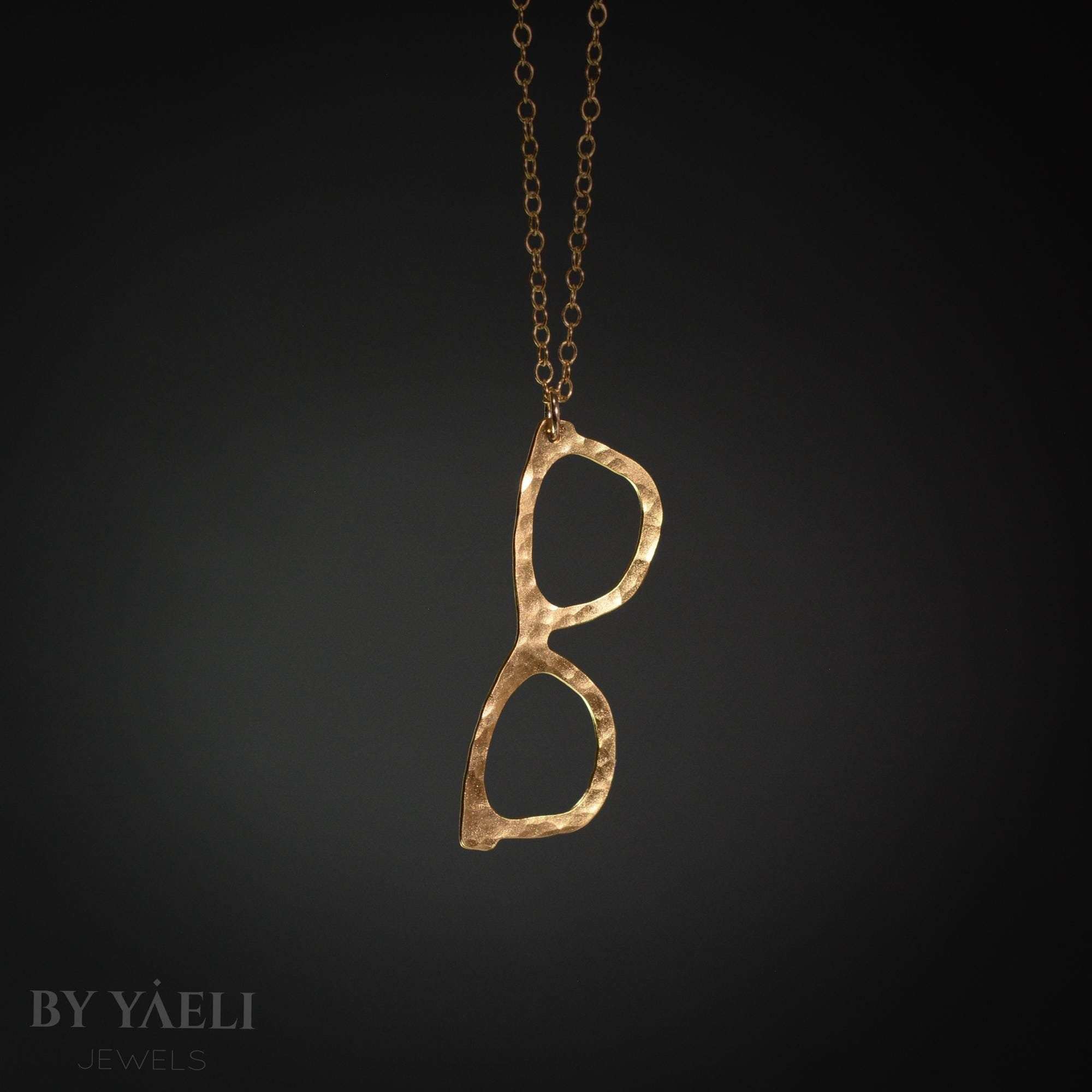 Eyeglasses necklace big geek glasses necklace gold eyeglasses pendant