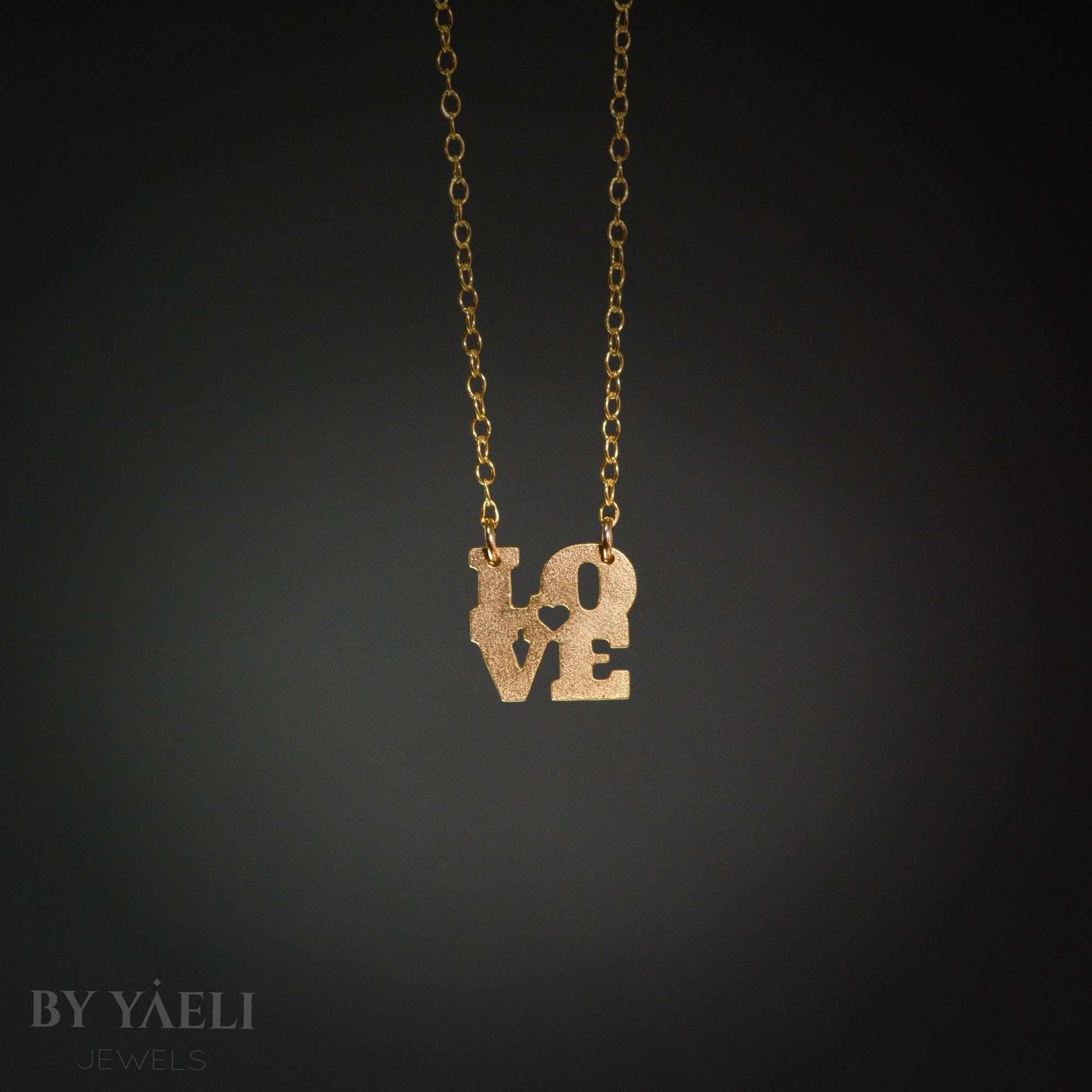 Love necklace relationship necklace gold couple necklace “love” script necklace
