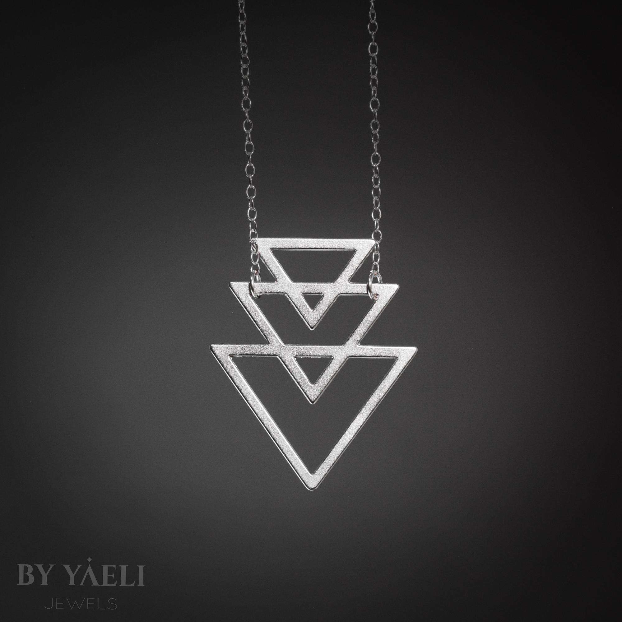 Triangle necklace geometric necklace silver triangular necklace 3 Triangle necklace geometric necklace silver triangular necklace - Image 3