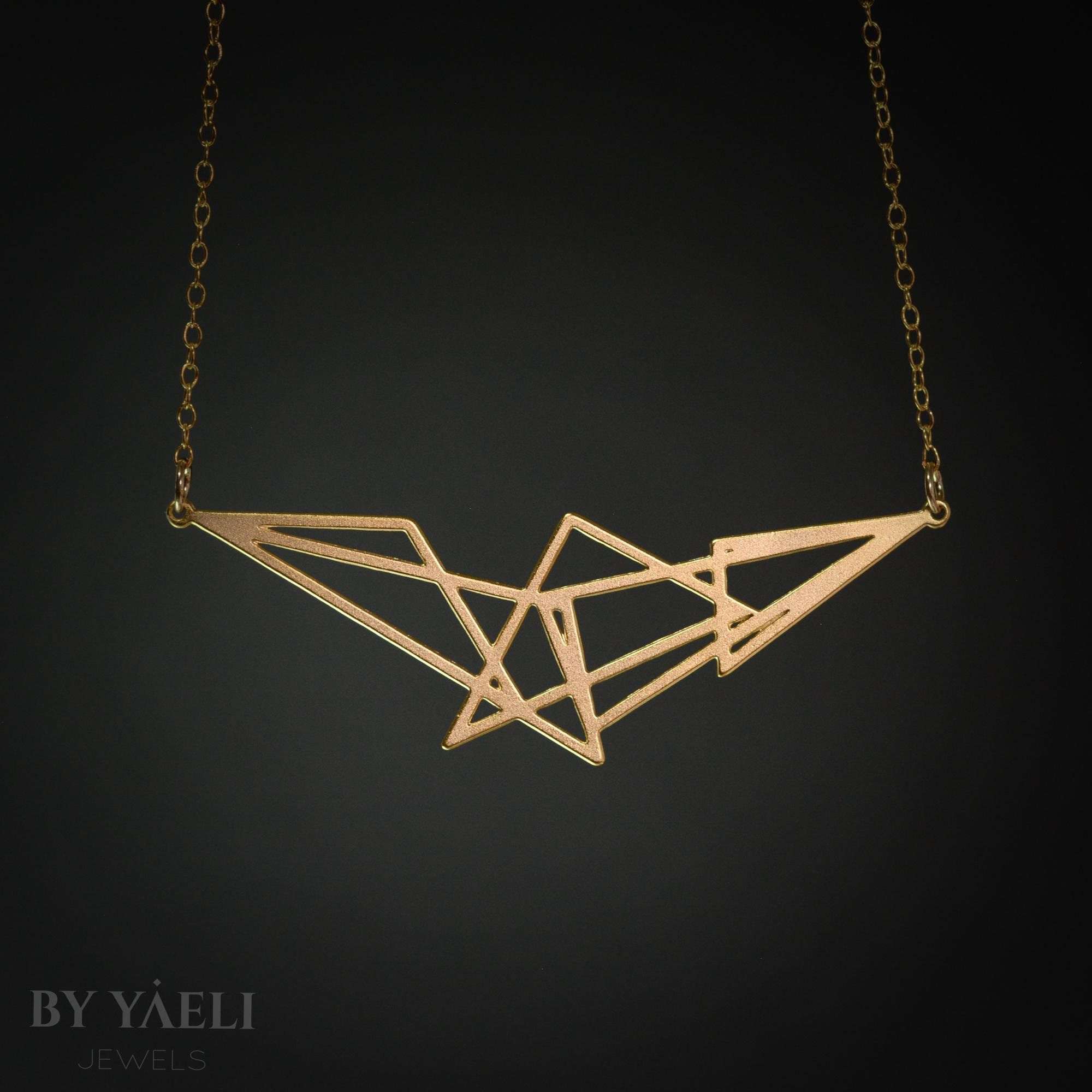 Triangle necklace gold unique geometric necklace