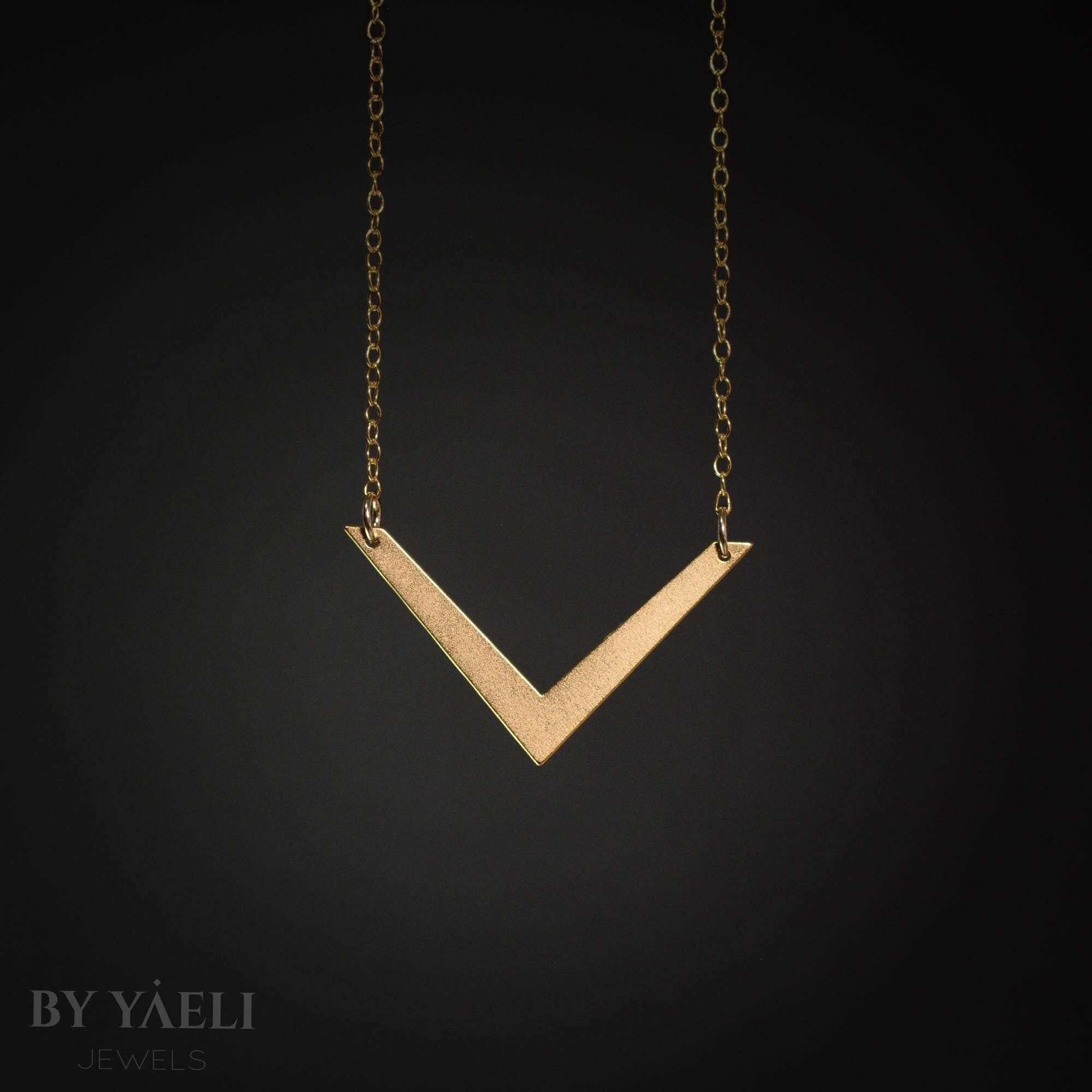 Chevron necklace geometric arrow necklace triangle necklace