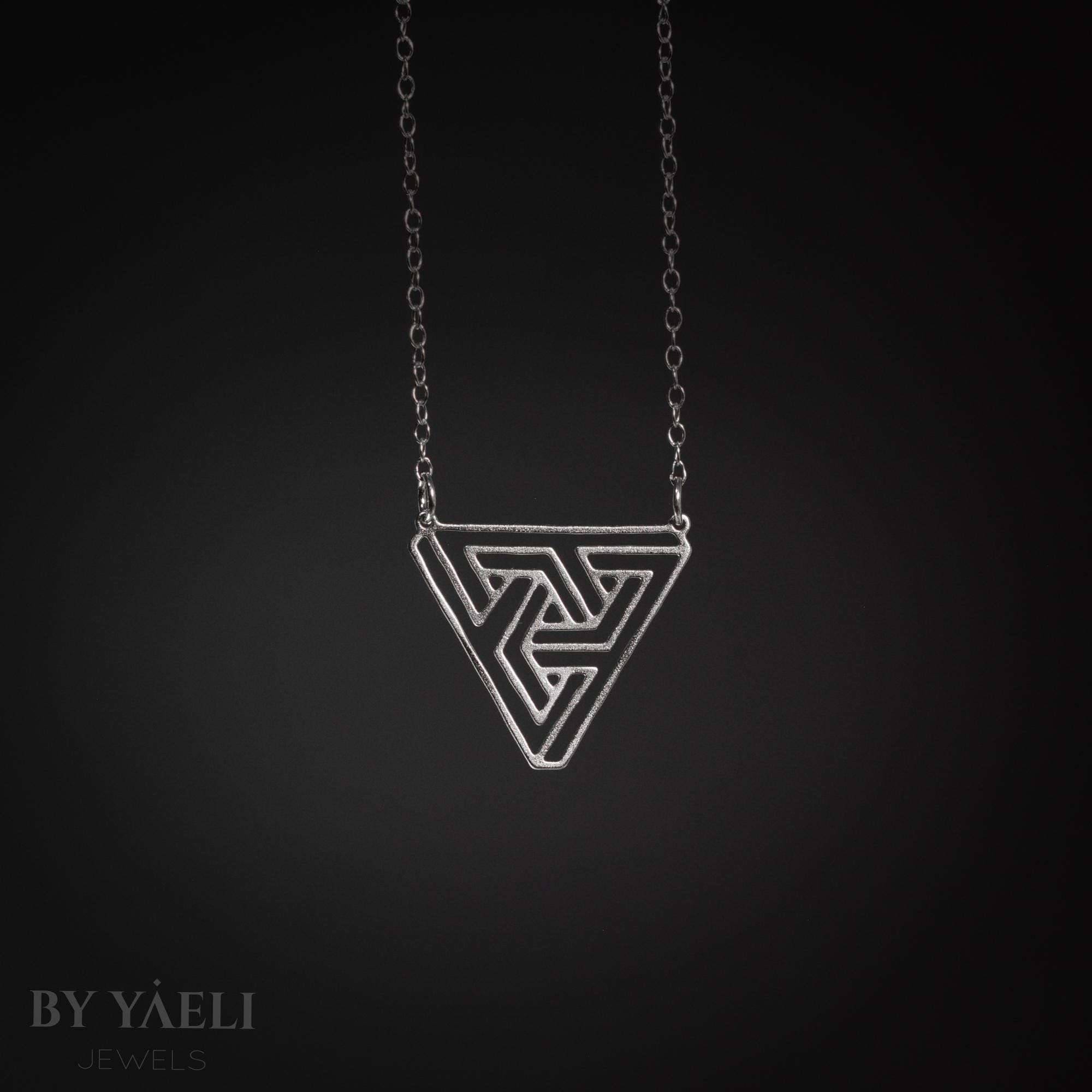 Geometric necklace Escher necklace silver triangle necklace geometric jewelry