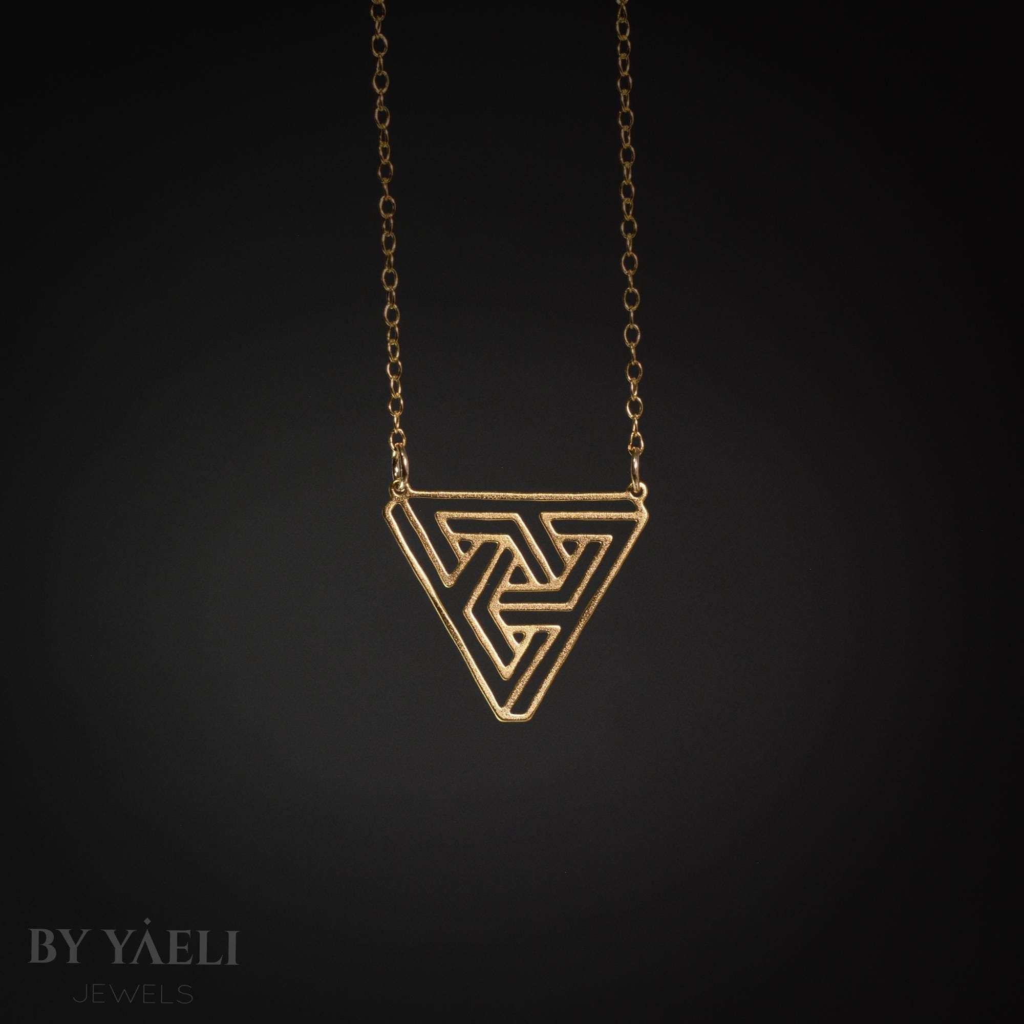 Geometric necklace Escher necklace gold triangle necklace geometric jewelry